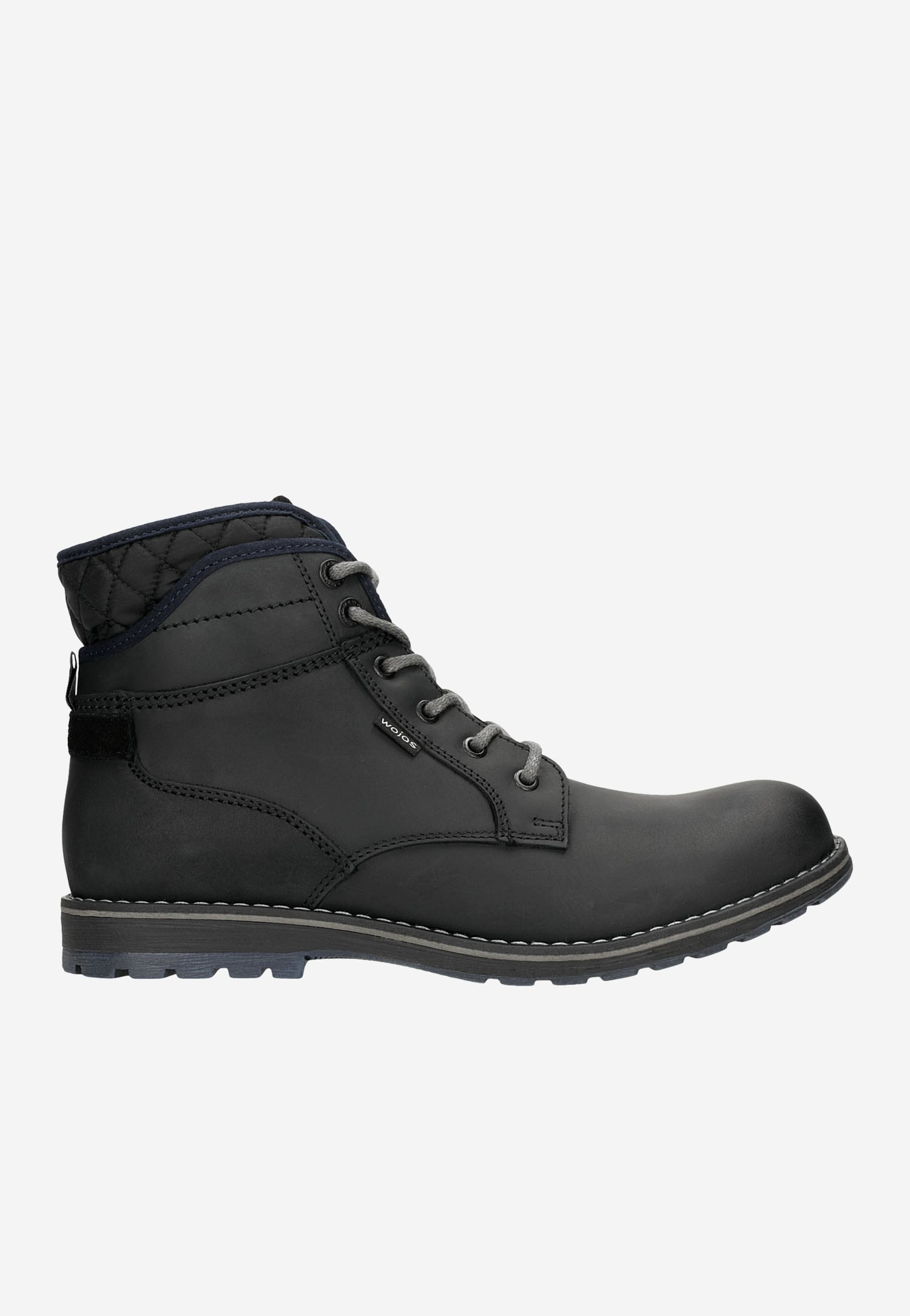 Czarne sznurowane workery męskie ze skóry licowej