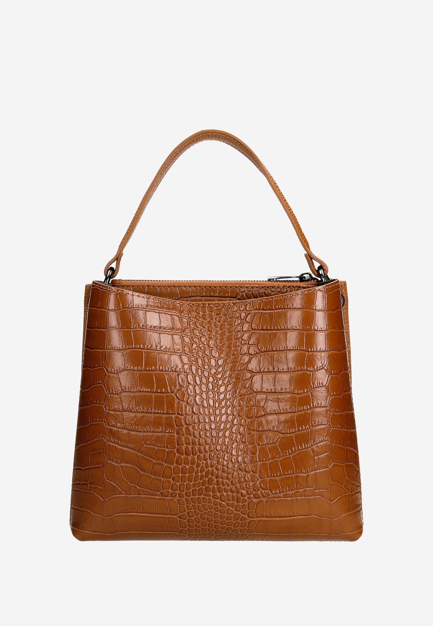 Duża ciemnobrązowa torebka damska kuferek z tłoczeniem