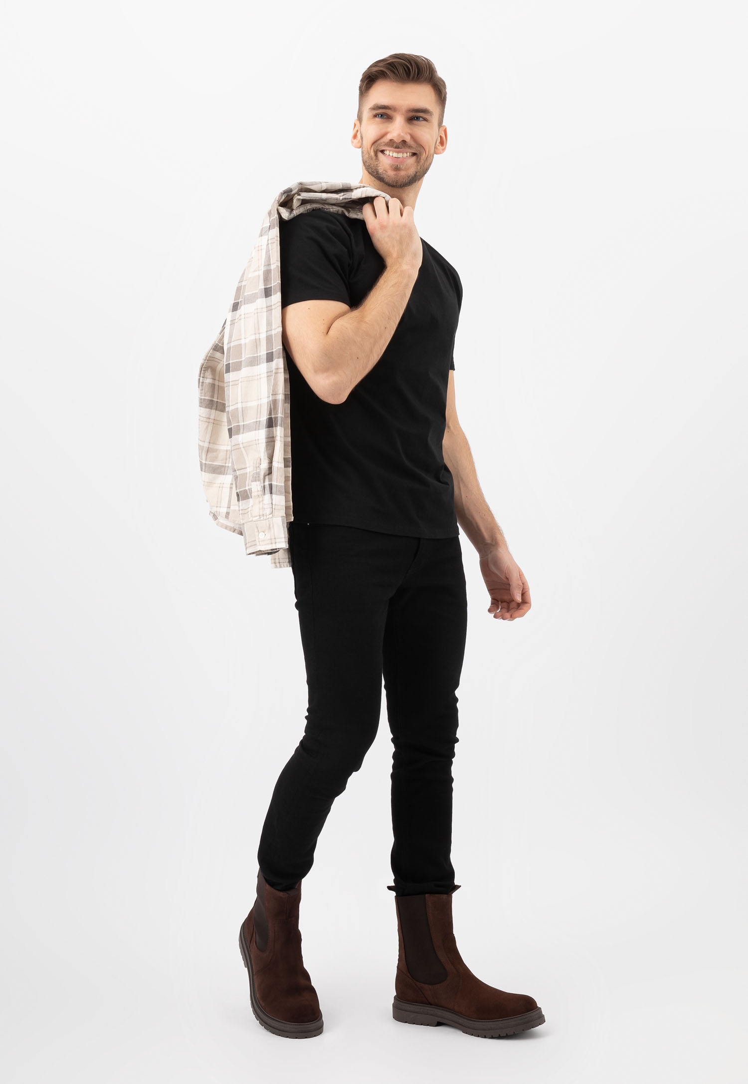 Ciemnobrązowe wysokie sztyblety męskie