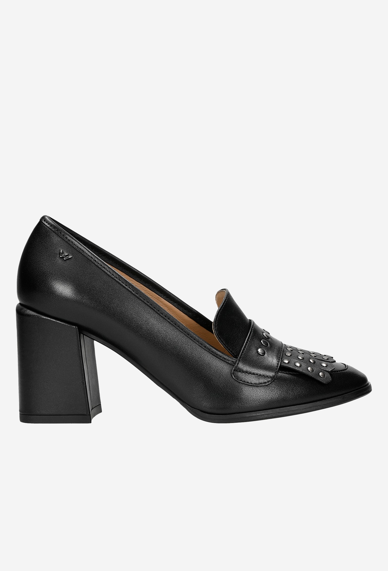 Czarne mokasyny damskie na słupku