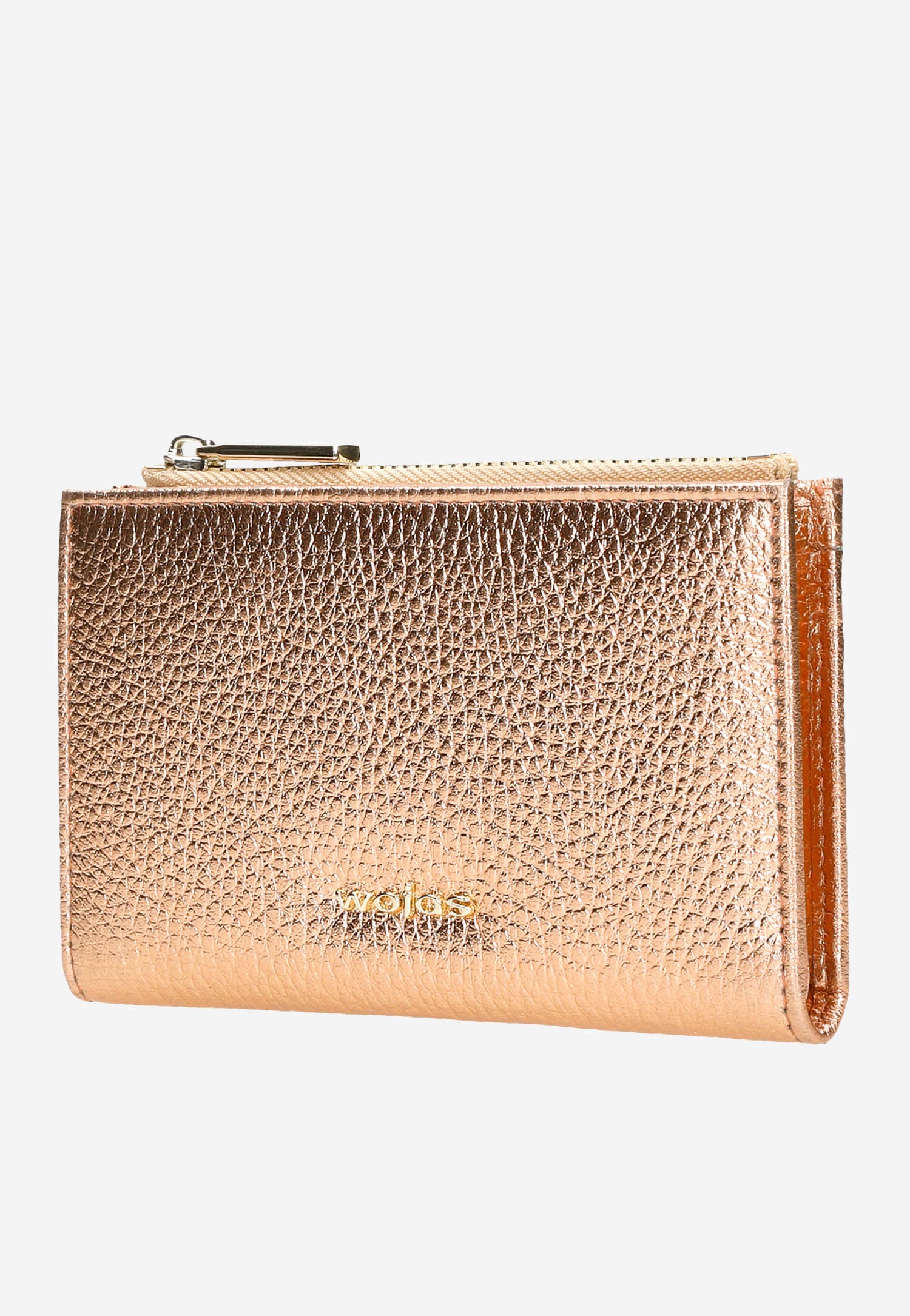 Różowy metaliczny portfel damski