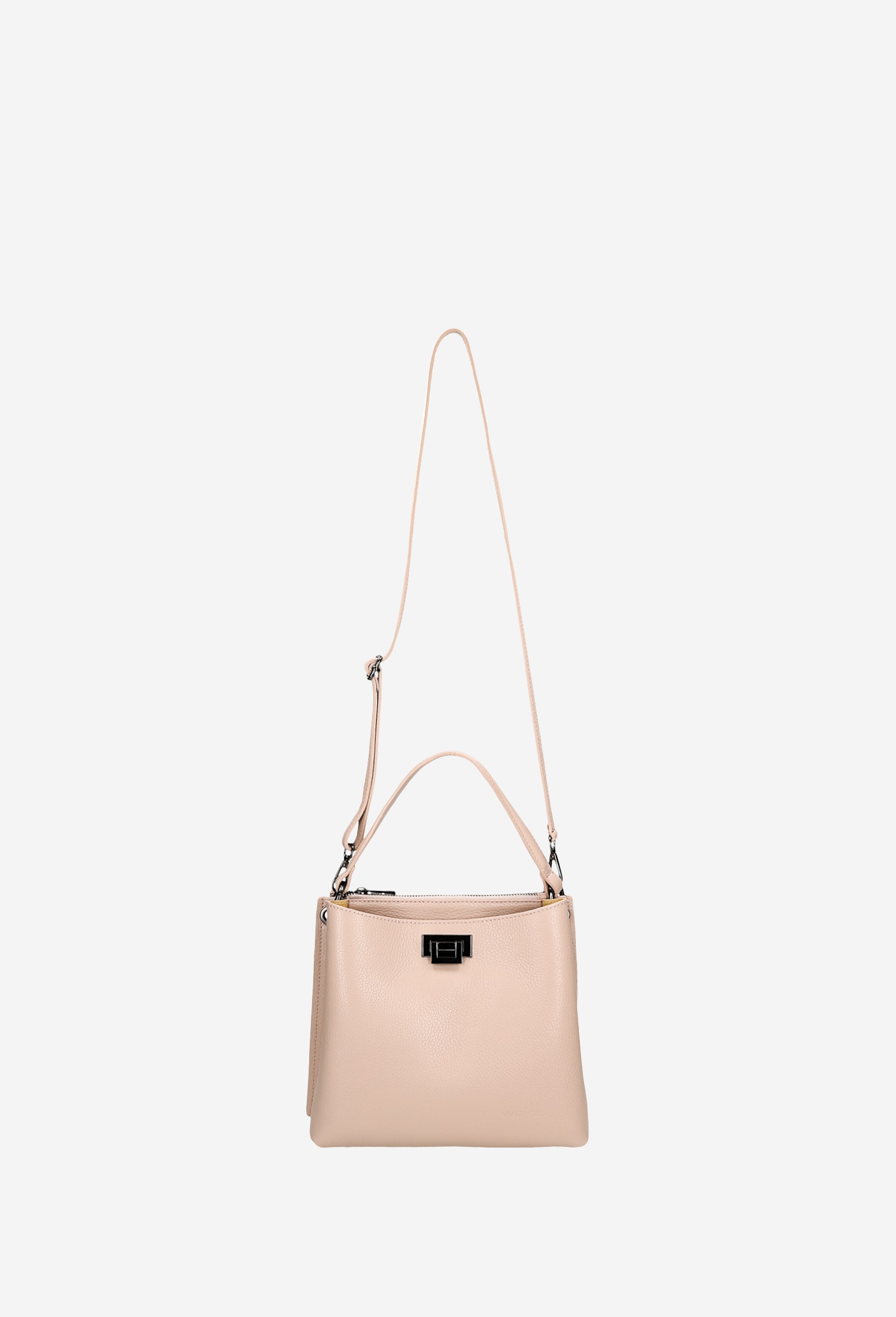 Duża ciemnobrązowa torebka damska kuferek z tłoczeniem