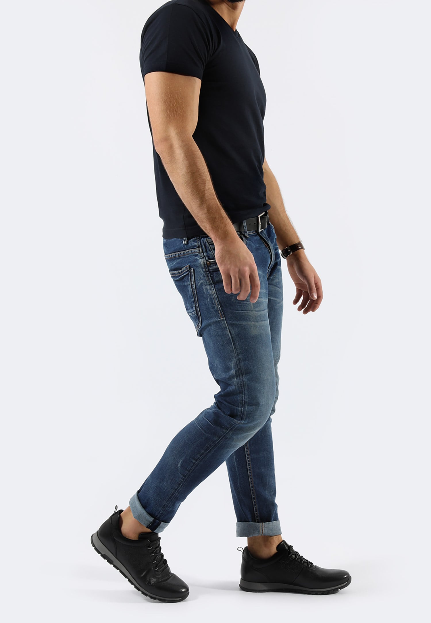 Sneakersy męskie z ciemnobrązowej skóry licowej