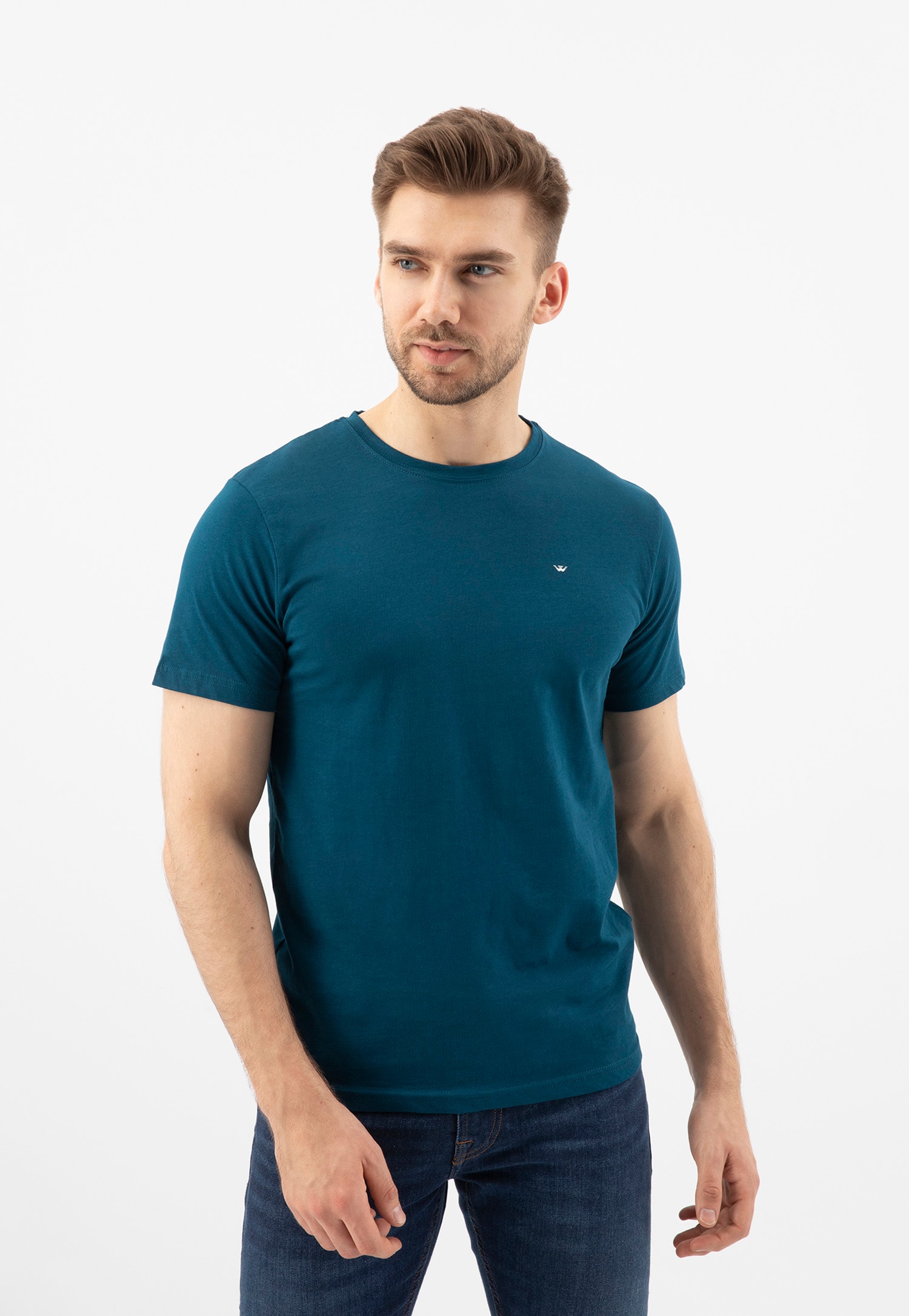 Jasnoniebieski t-shirt męski bawełniany