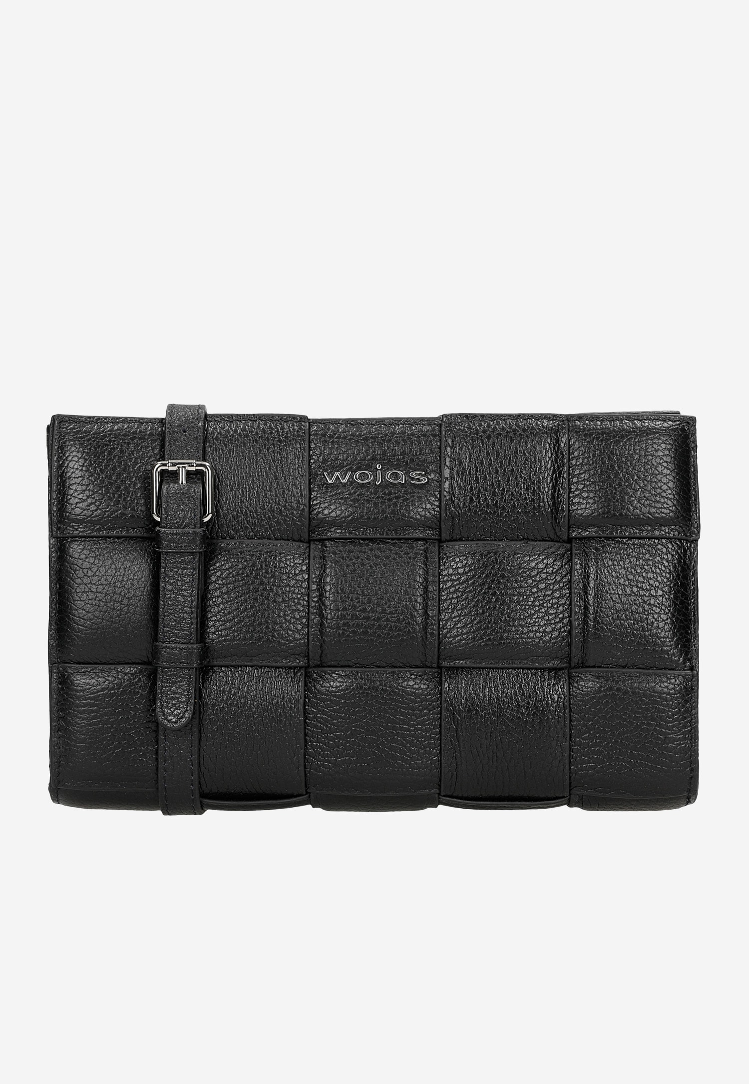 Czarna pleciona torebka damska ze skóry licowej