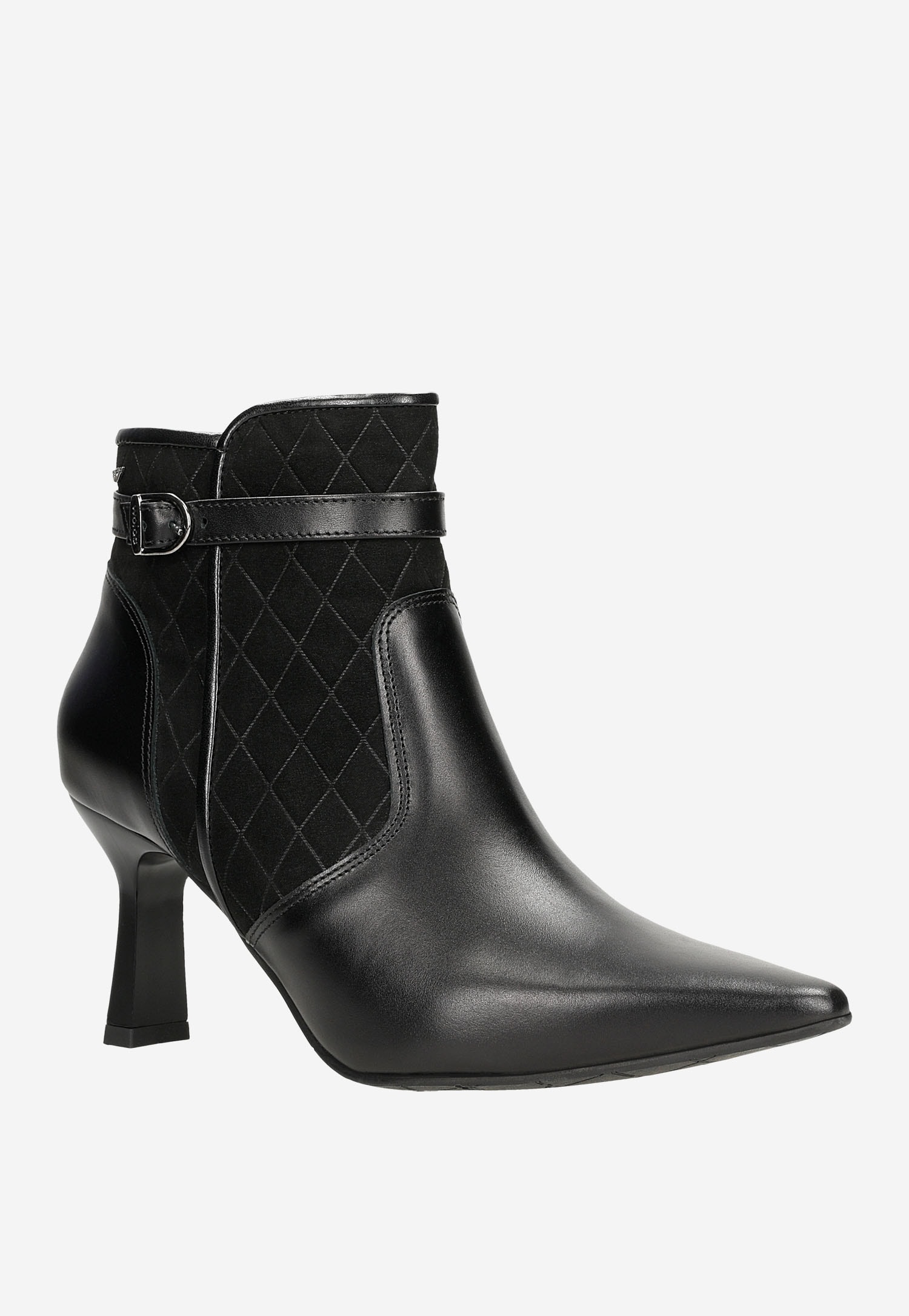 Czarne pikowane botki damskie na szpilce