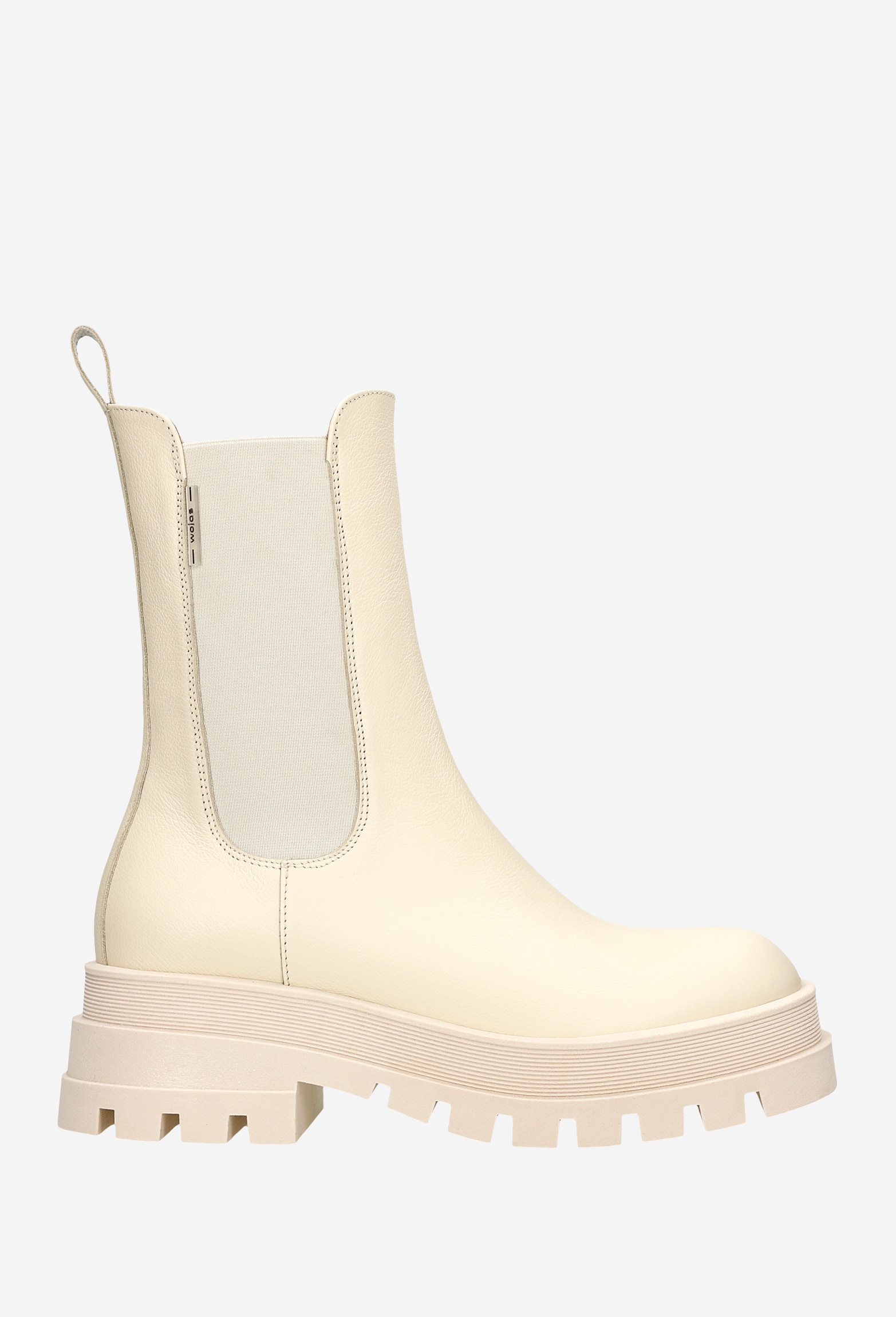 Beżowe designerskie botki damskie z wysoką cholewką