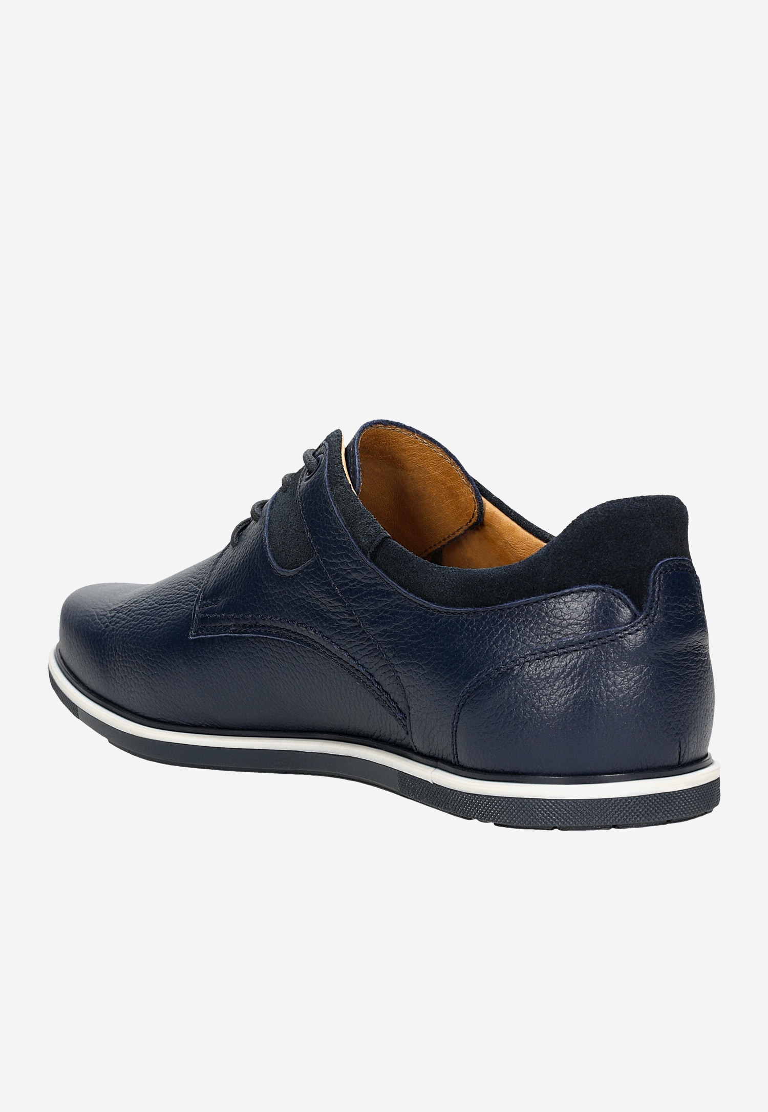 Granatowe półbuty męskie typu sneakers ze skóry licowej