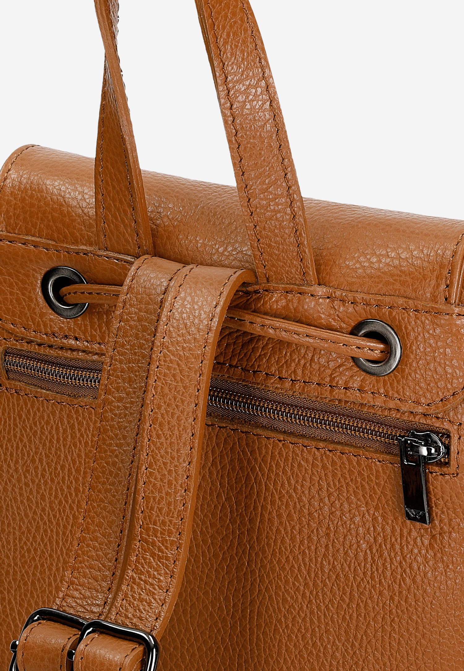 Jasnobrązowy plecak damski ze skóry licowej