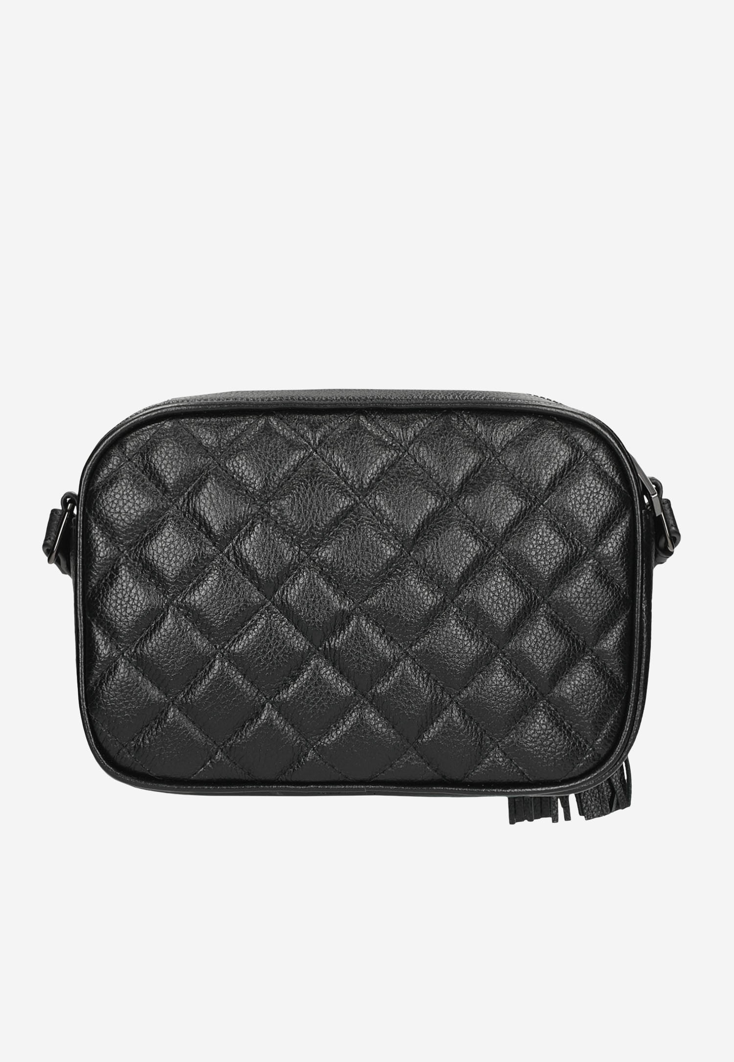 Mała czarna torebka damska z ozdobnym pikowaniem