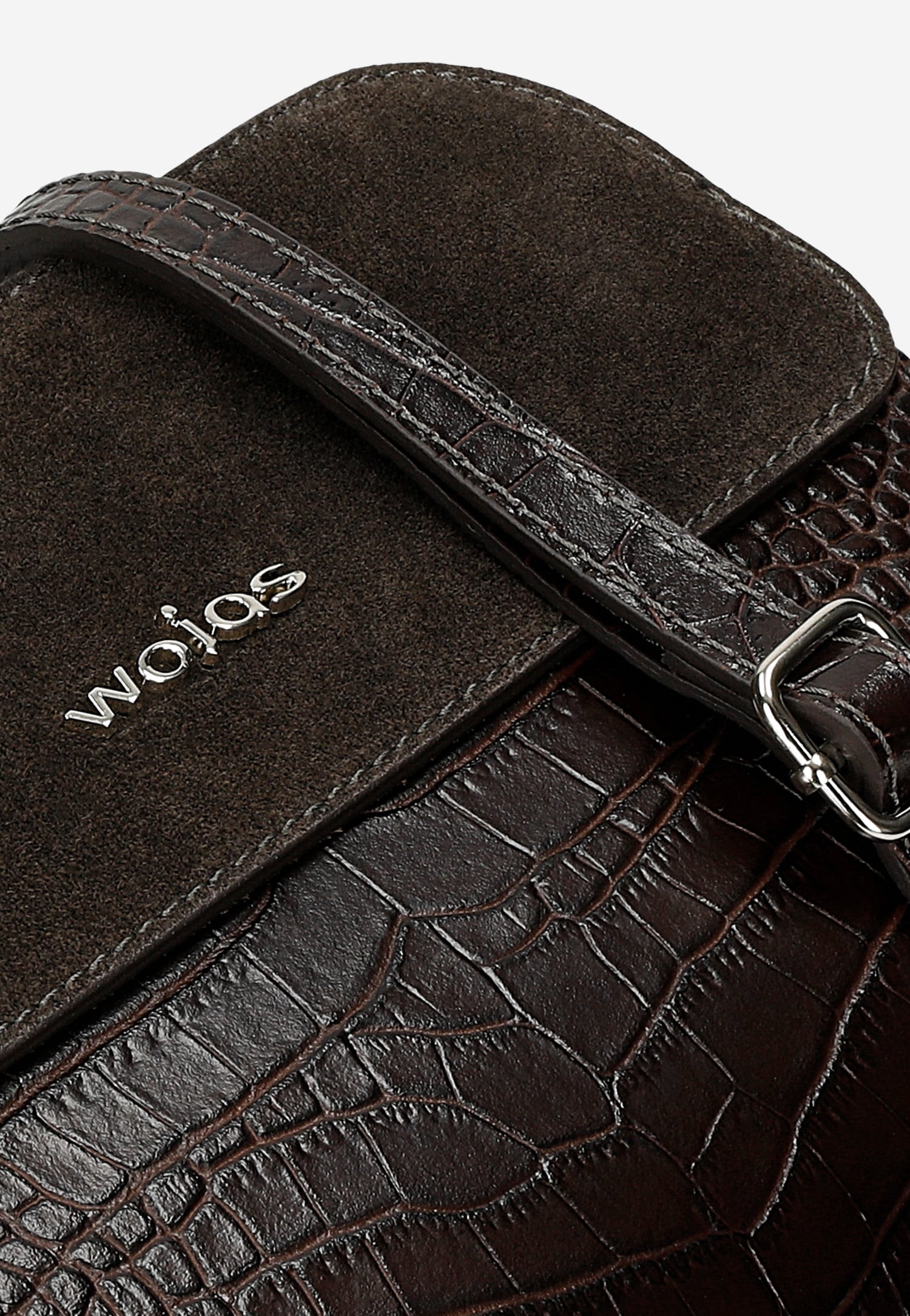 Ciemnobrązowa torebka damska z tłoczoną skórą