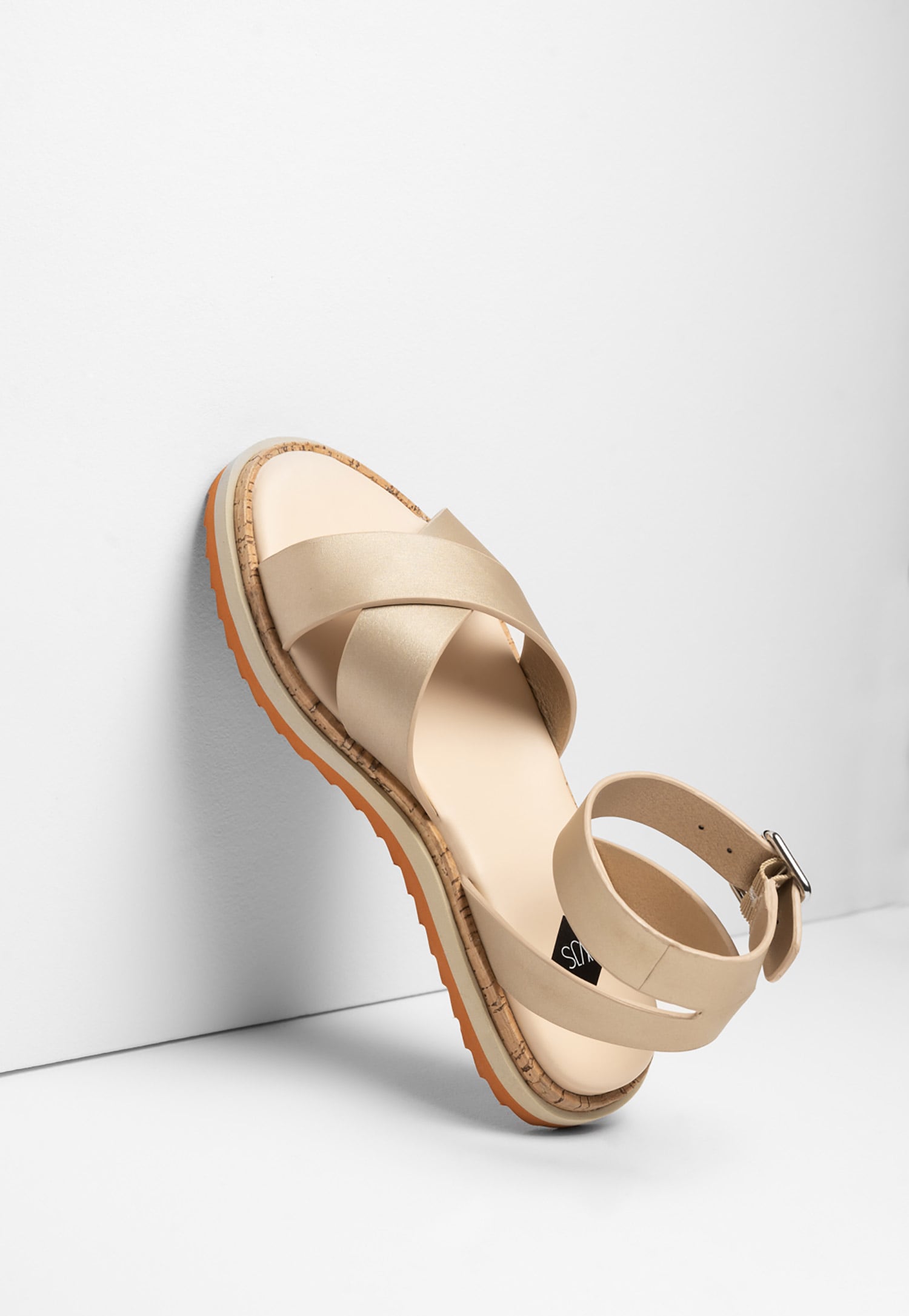 WJS beżowe sandały damskie na płaskiej podeszwie