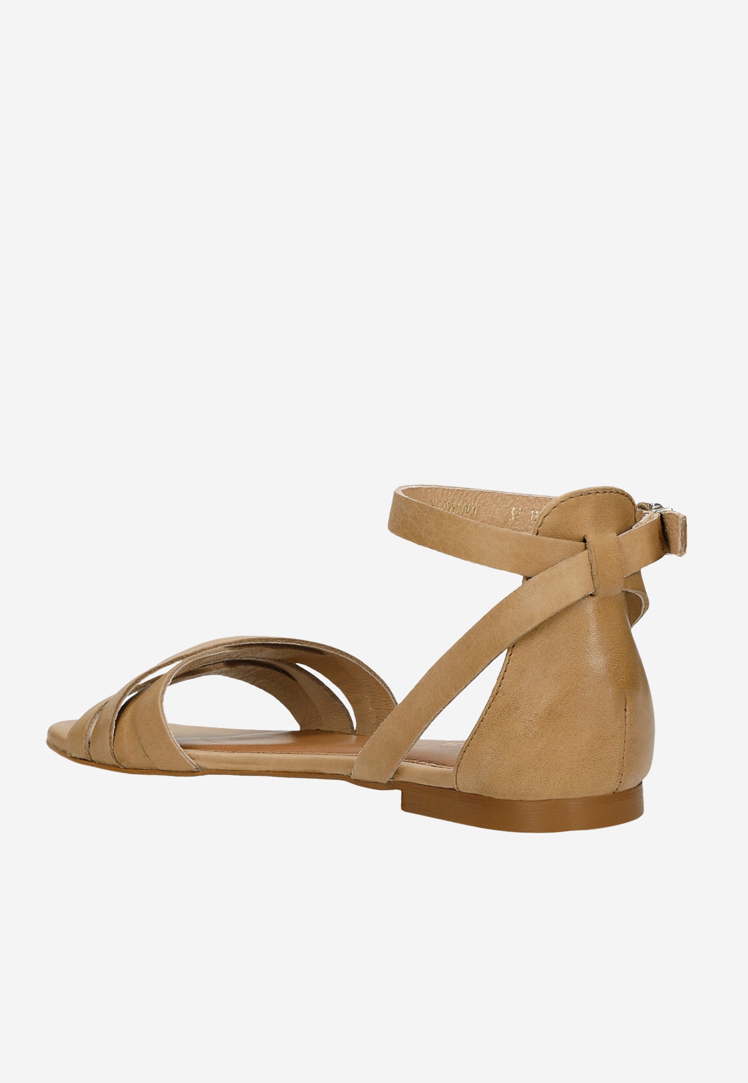 Płaskie skórzane sandały damskie w kolorze beżowym