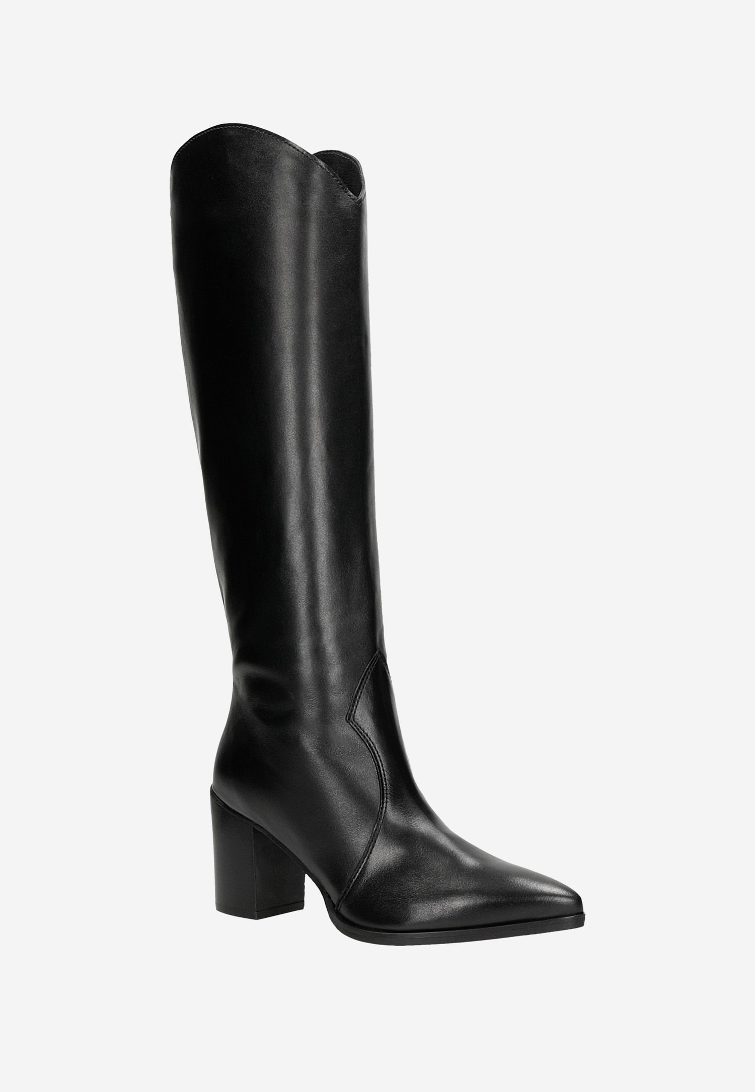 Czarne kozaki typu kowbojki ze skóry licowej