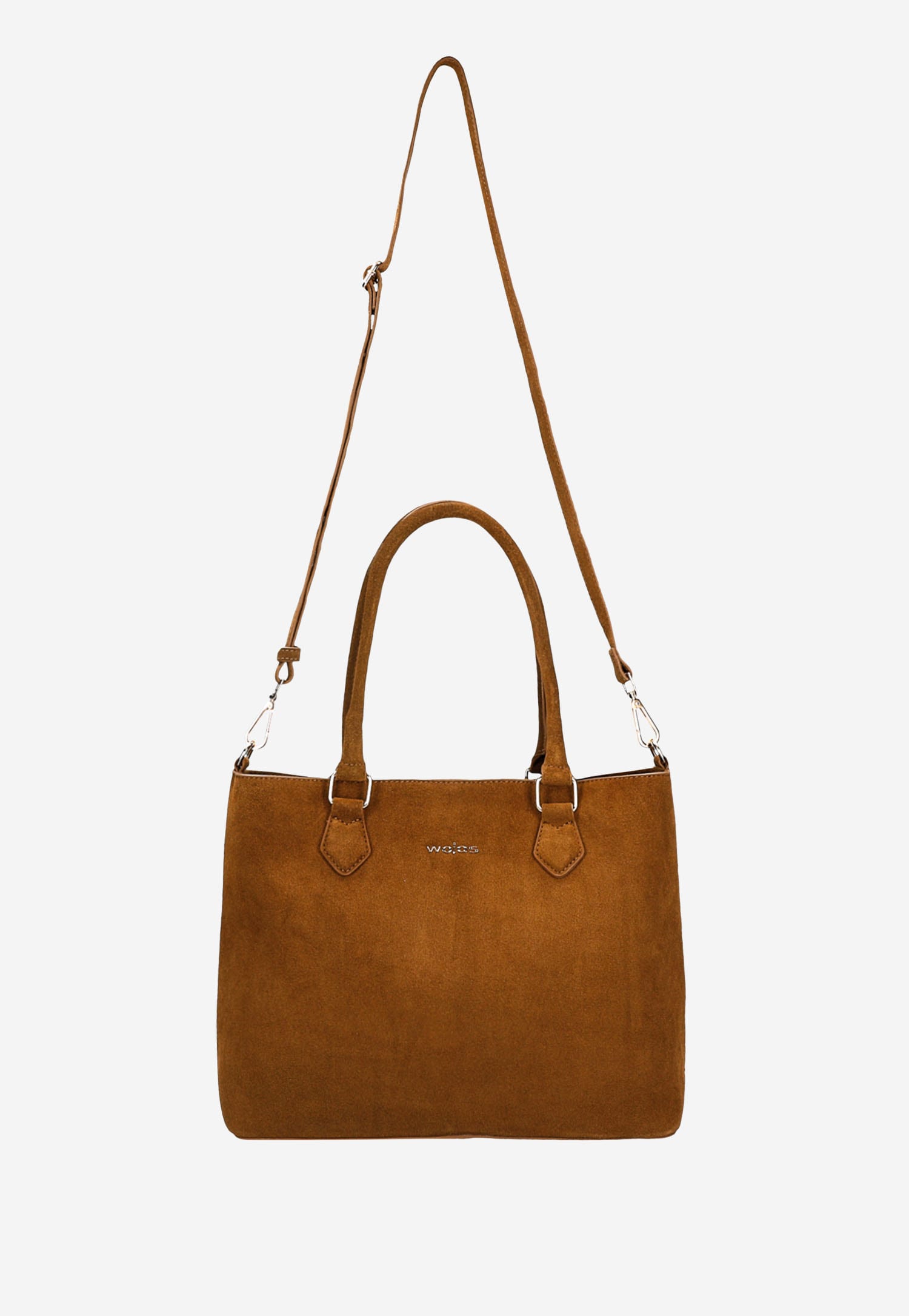 Jasnobrązowa torebka damska z dwoiny welurowej