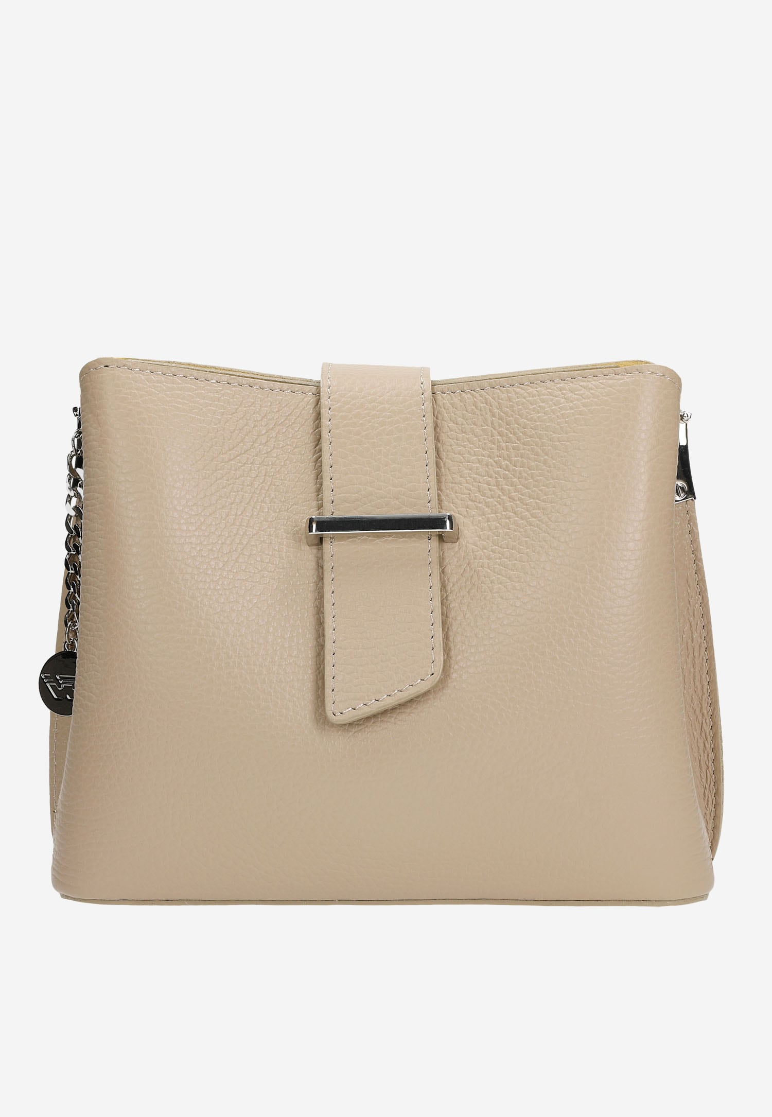 Beżowy kuferek damski ze skóry licowej