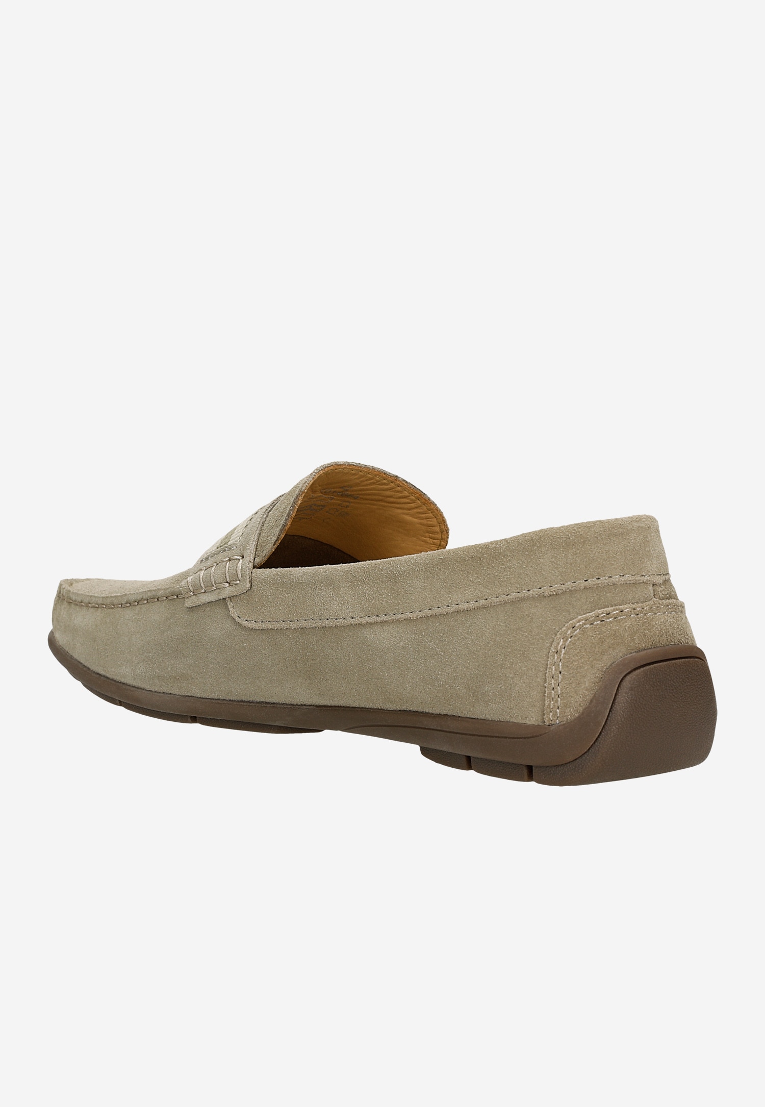 Beżowe mokasyny męskie z ozdobną wstawką z przodu