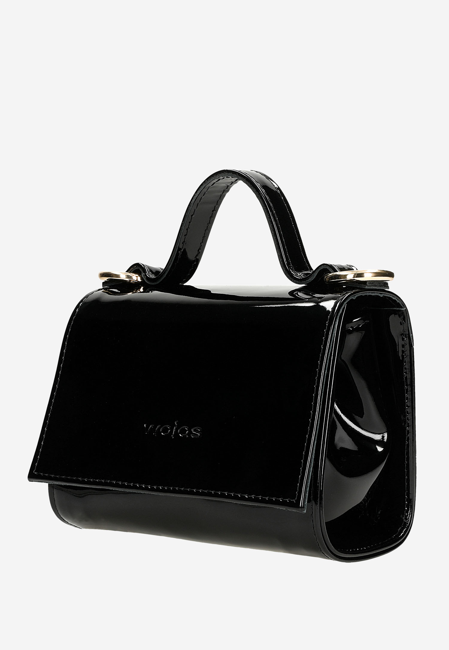 Mała czarna torebka damska z lakierowanej skóry