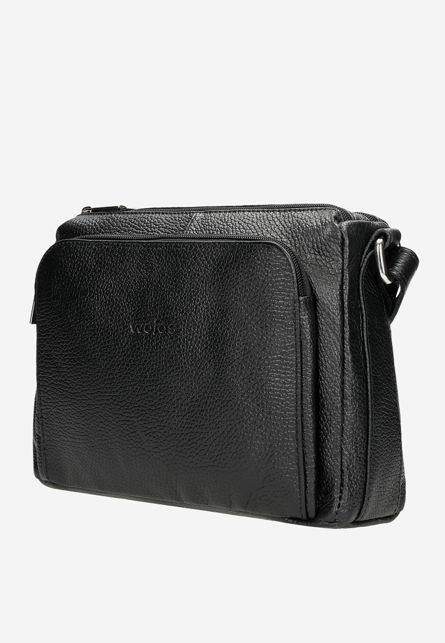 Czarna gładka torebka damska ze skóry licowej