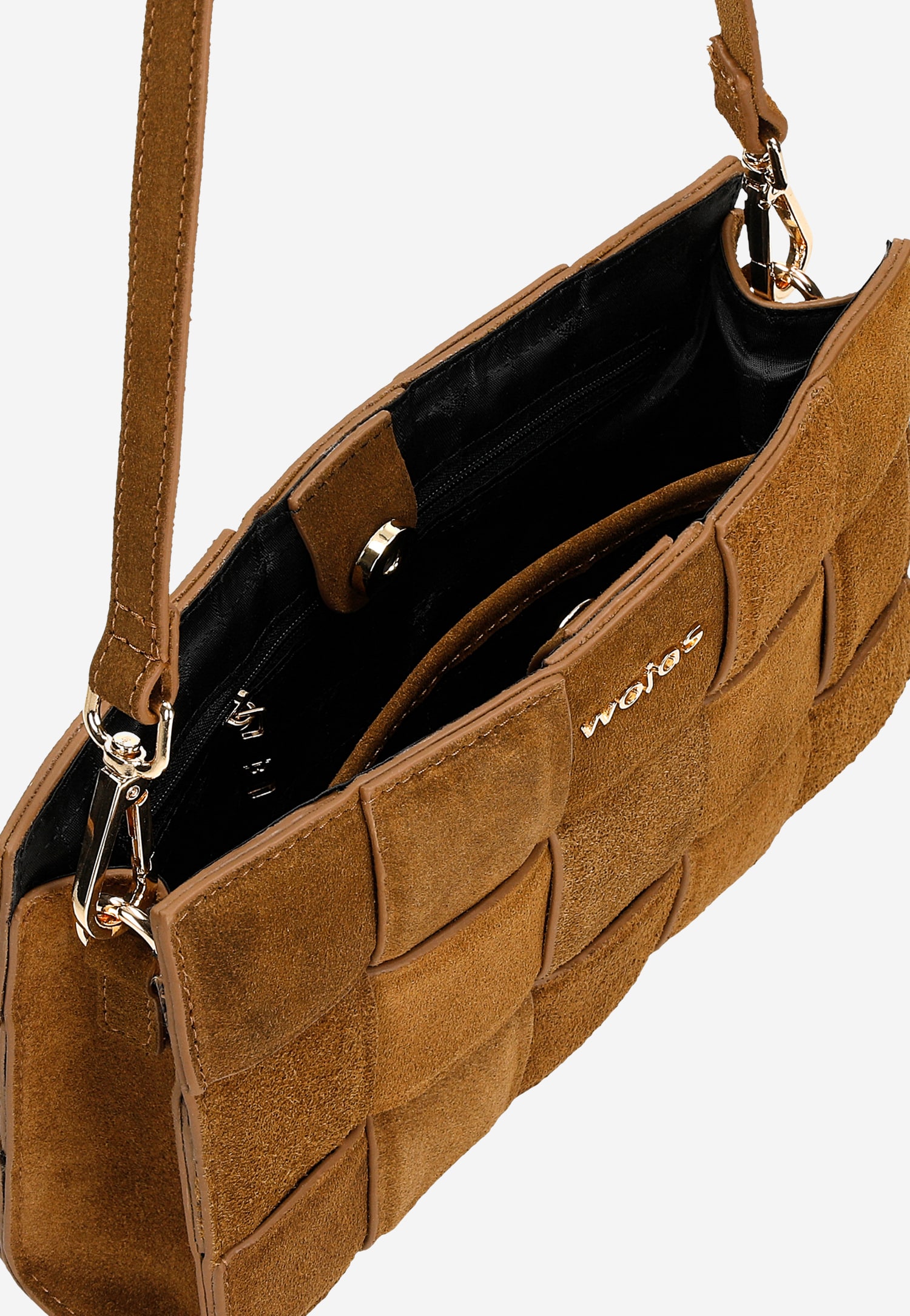 Czarna pleciona torebka damska ze skóry licowej