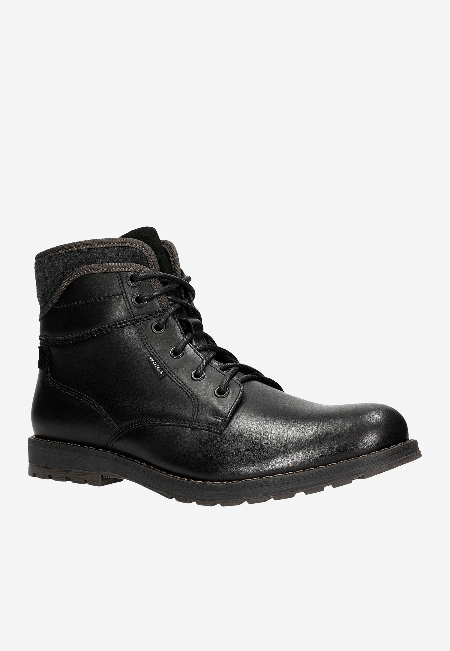 Czarne sznurowane workery męskie ze skóry licowej