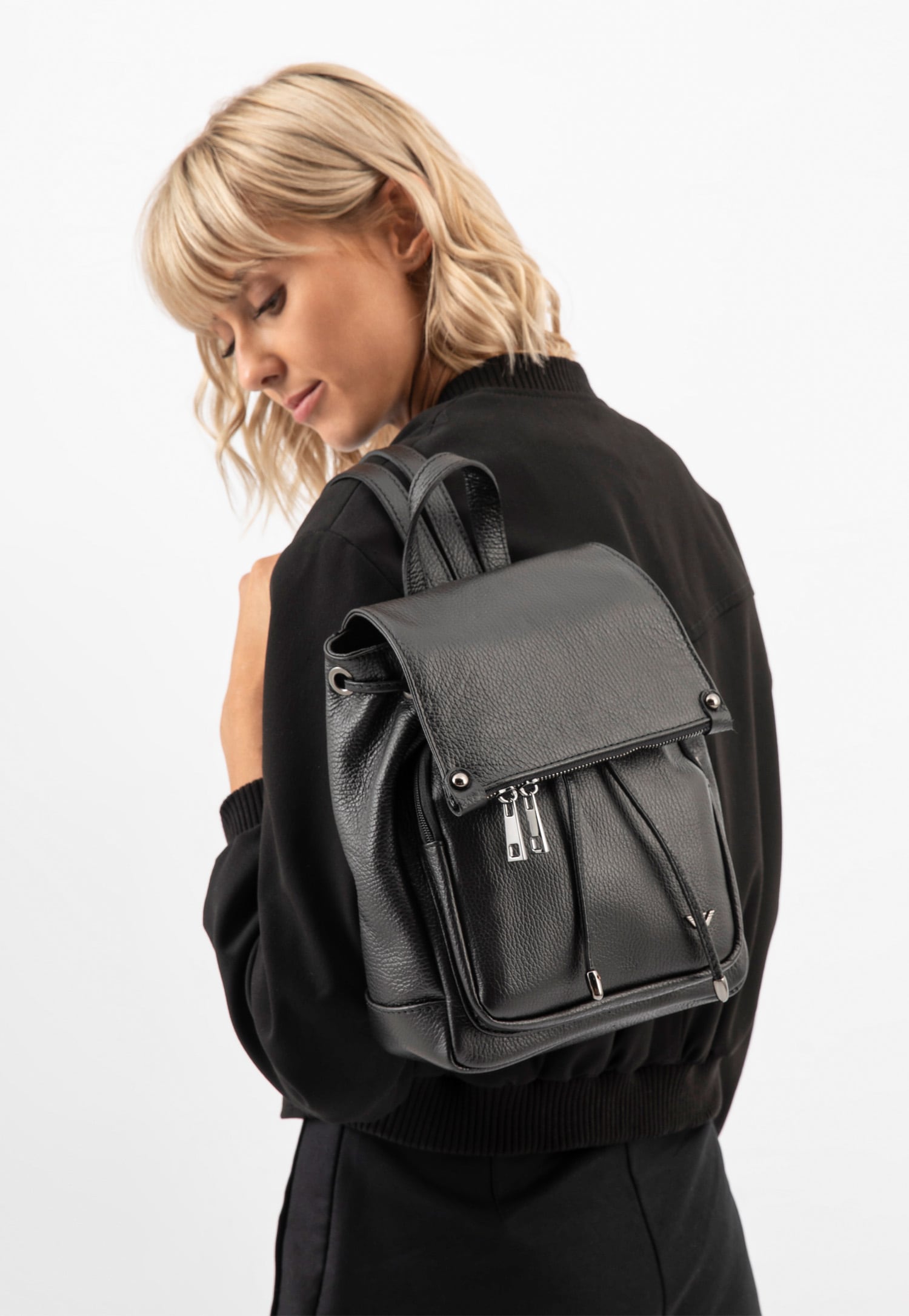 Jasnobrązowy plecak damski ze skóry licowej