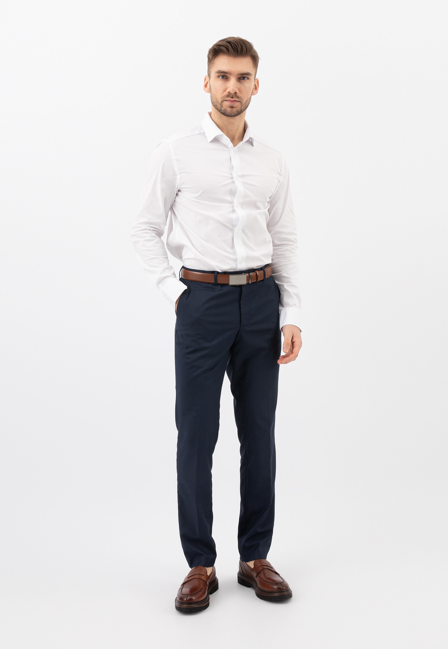 Brązowe skórzane mokasyny męskie penny loafers