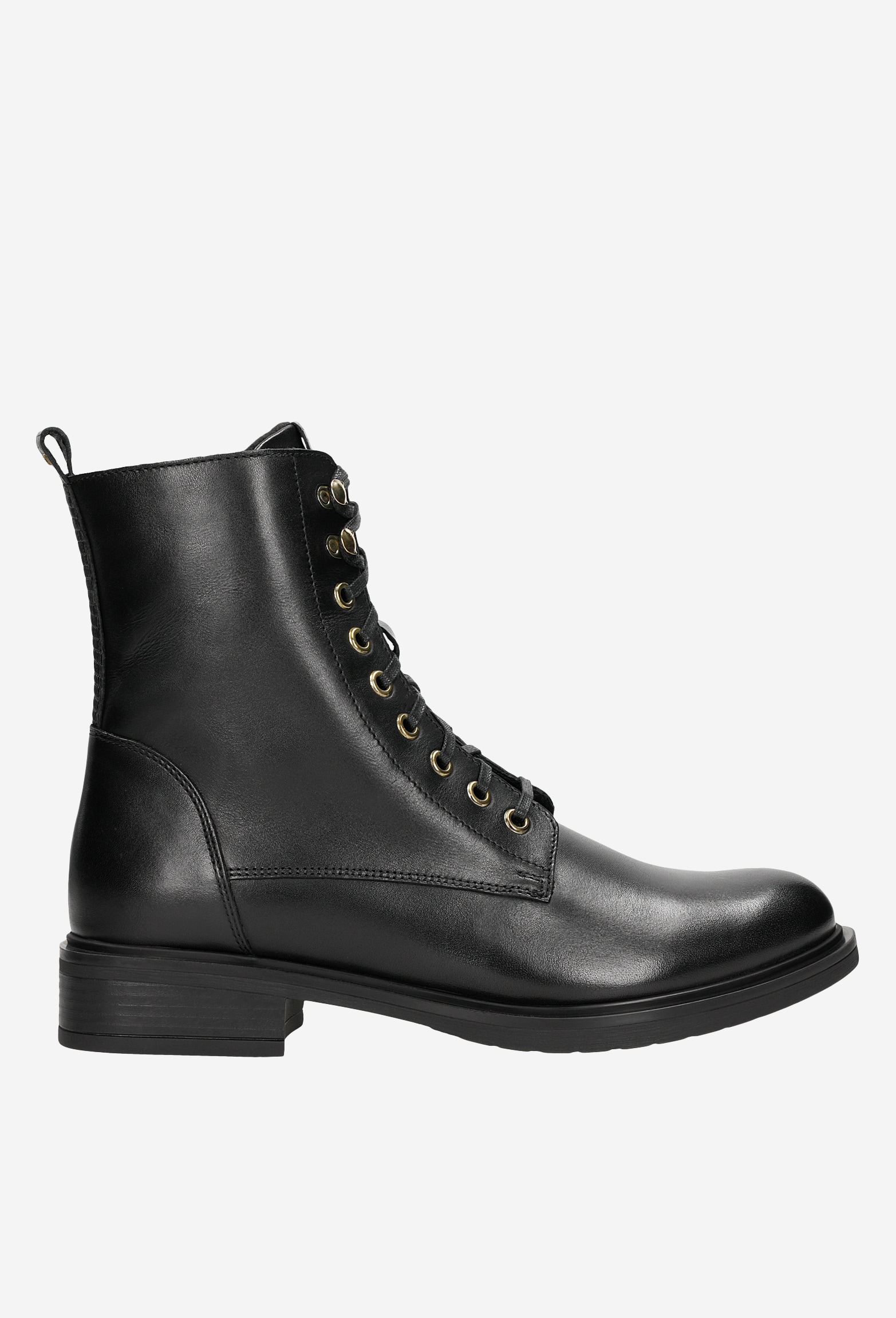 Klasyczne czarne ocieplane trzewiki damskie ze skóry licowej