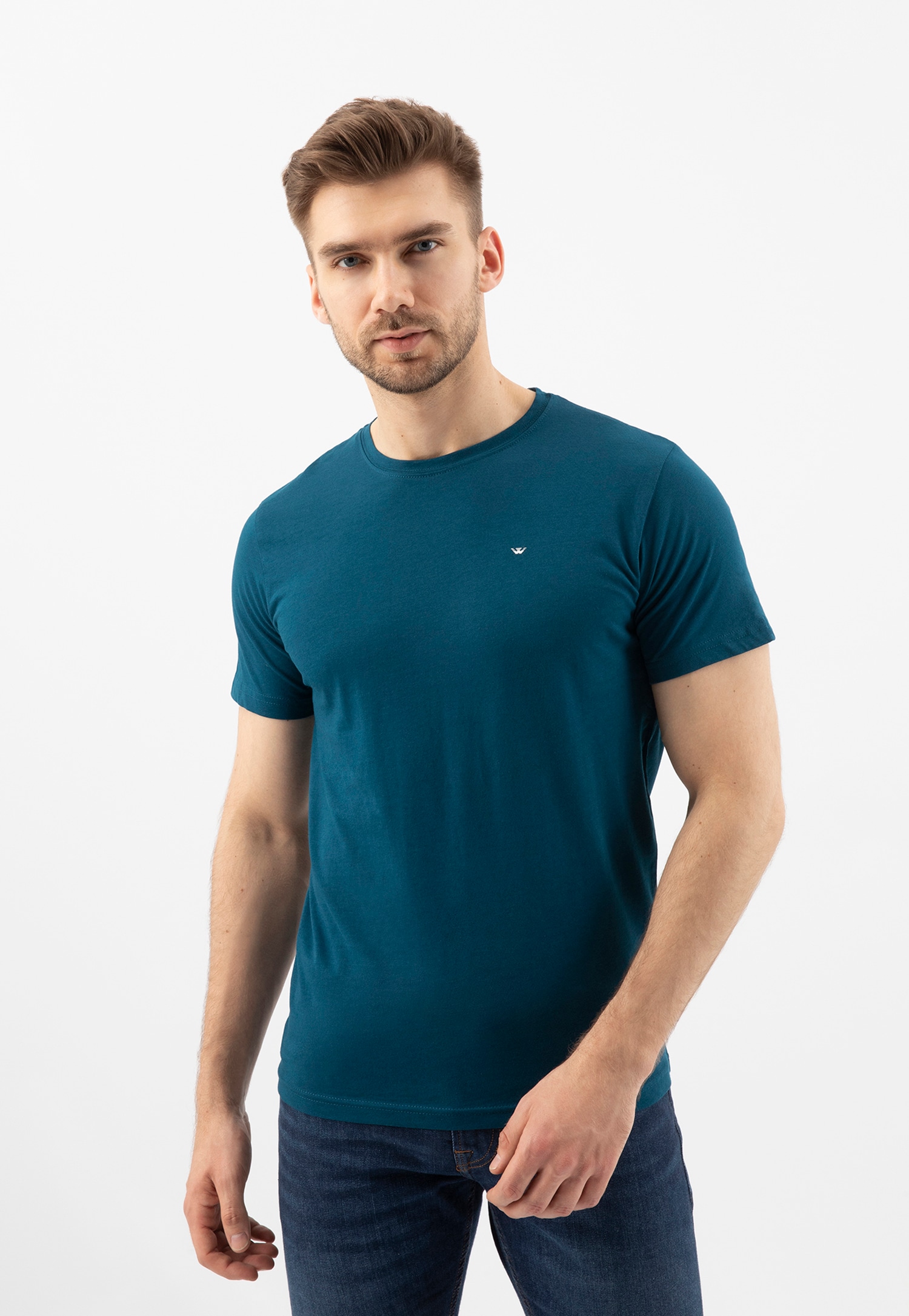 Jasnoniebieski t-shirt męski bawełniany