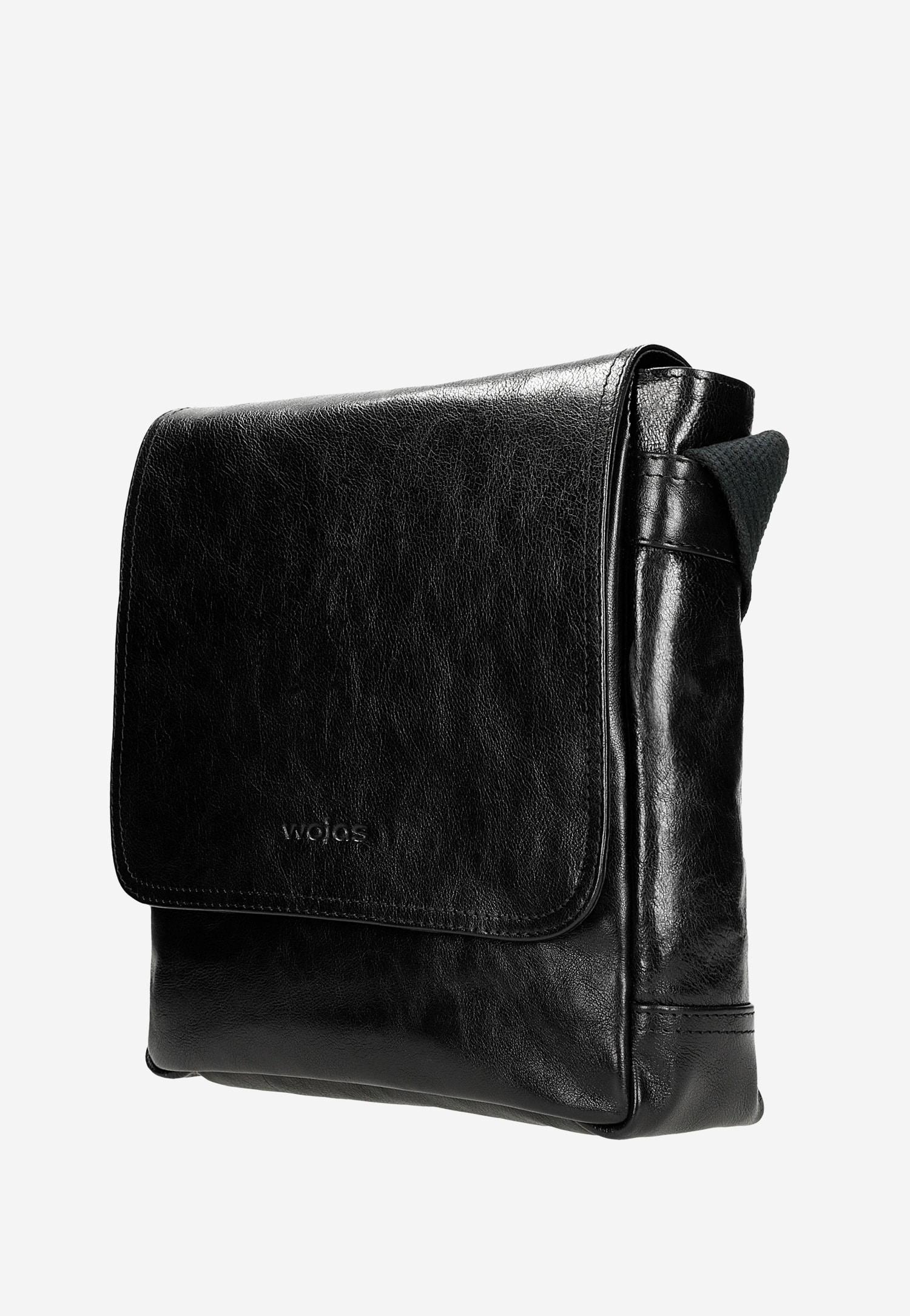 Czarna torba męska na ramię ze skóry licowej