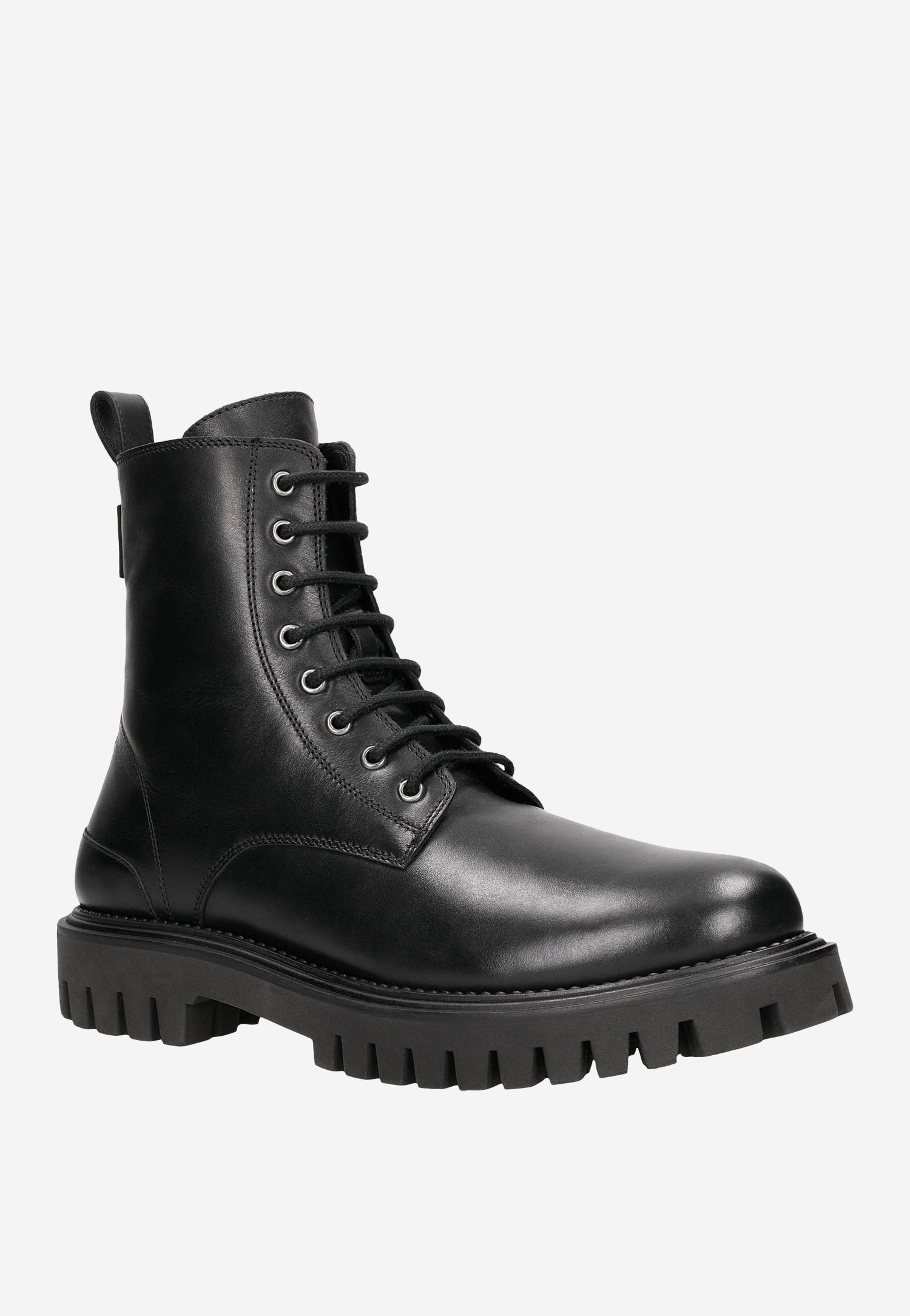 Czarne jesienne bikery męskie ze skóry licowej