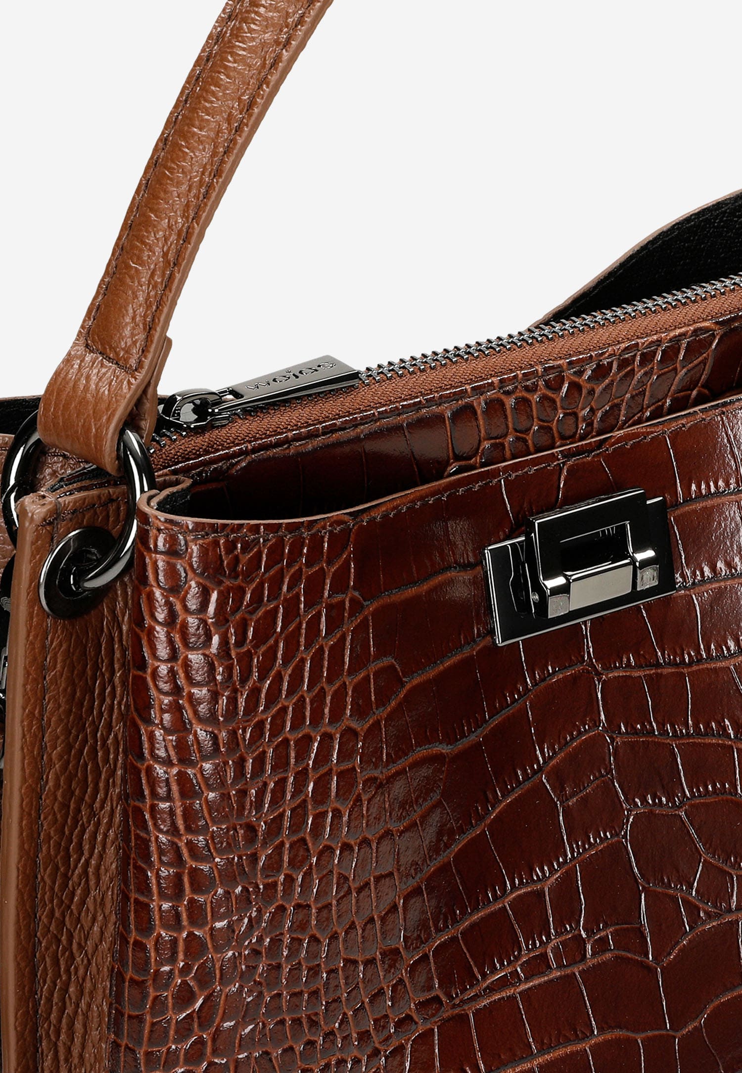 Duża ciemnobrązowa torebka damska kuferek z tłoczeniem