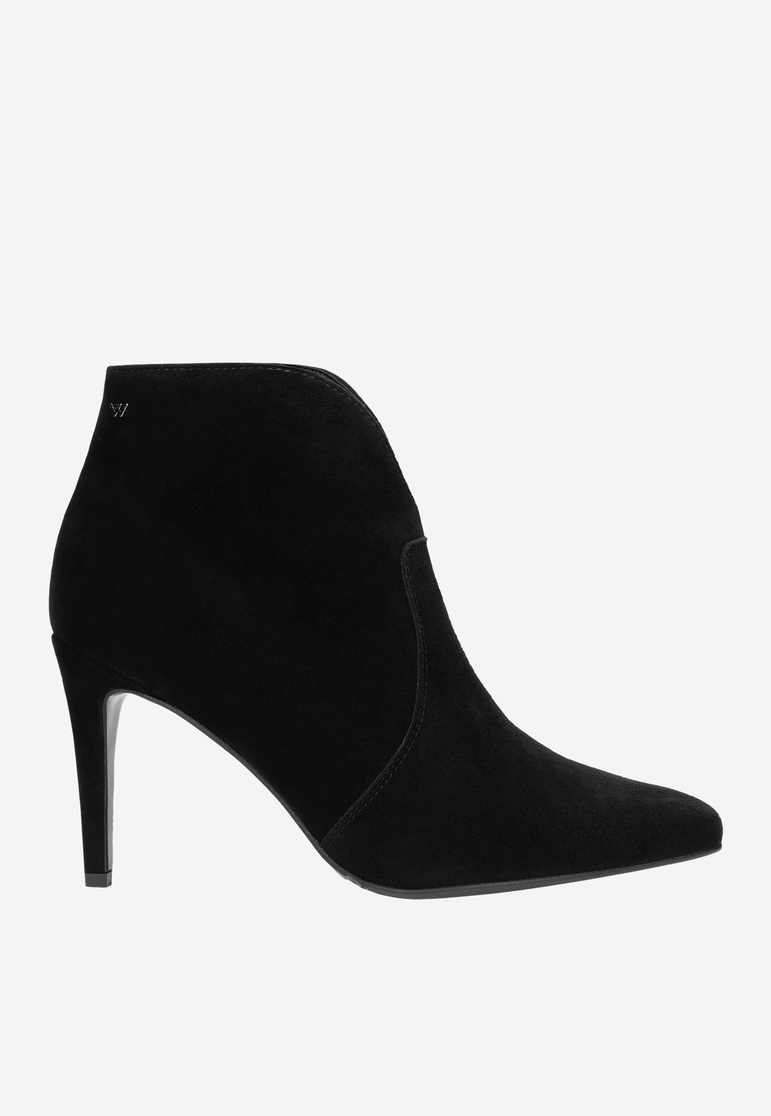 Czarne welurowe botki damskie na szpilce idealne na jesień