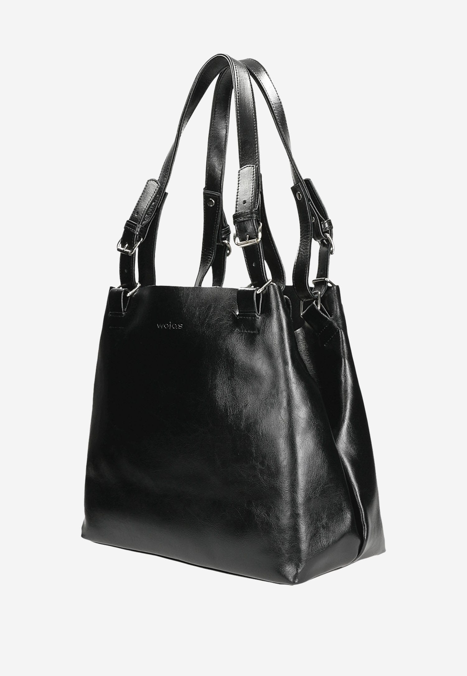 Pojemna skórzana torebka damska w kolorze brązowym