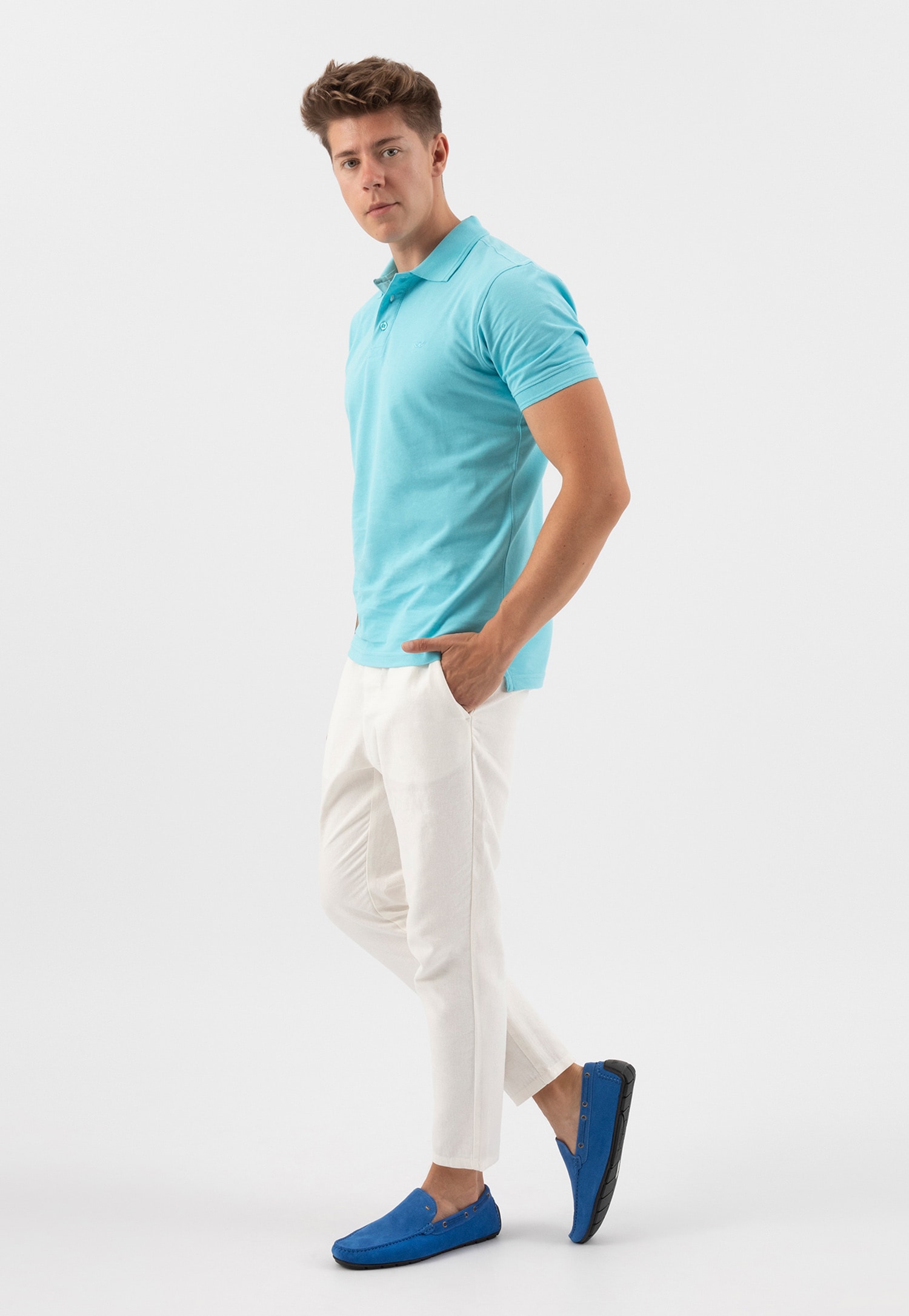 Granatowe klasyczne mokasyny męskie