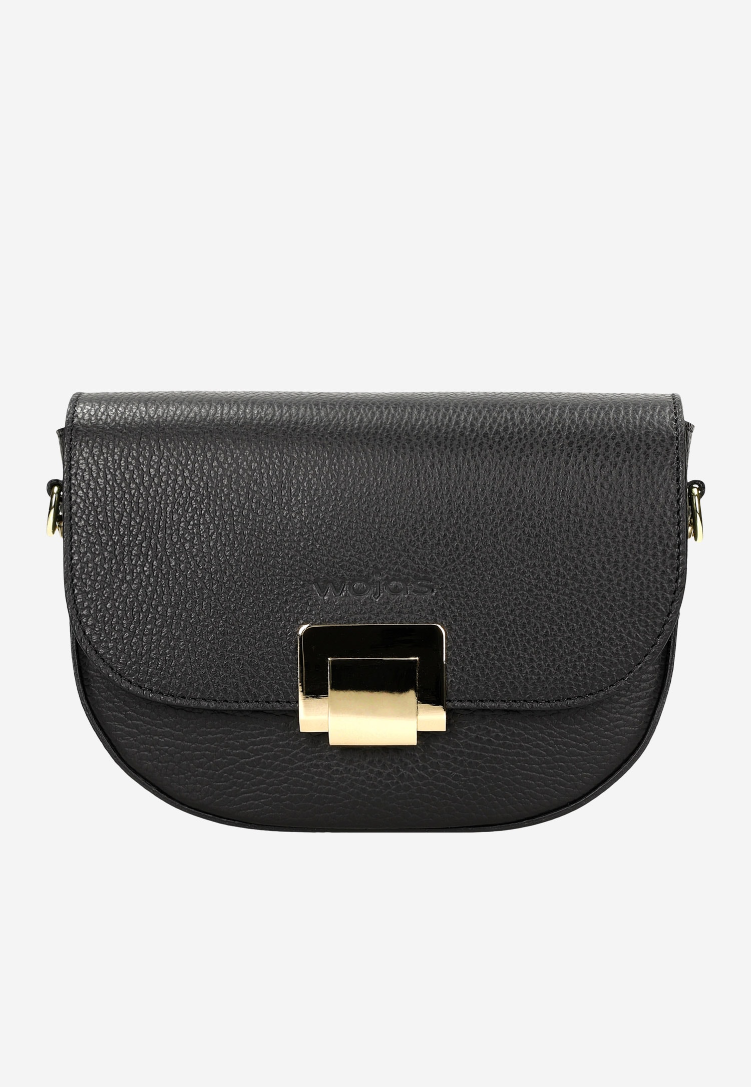 Czarna niewielka torebka damska ze złotym zapięciem