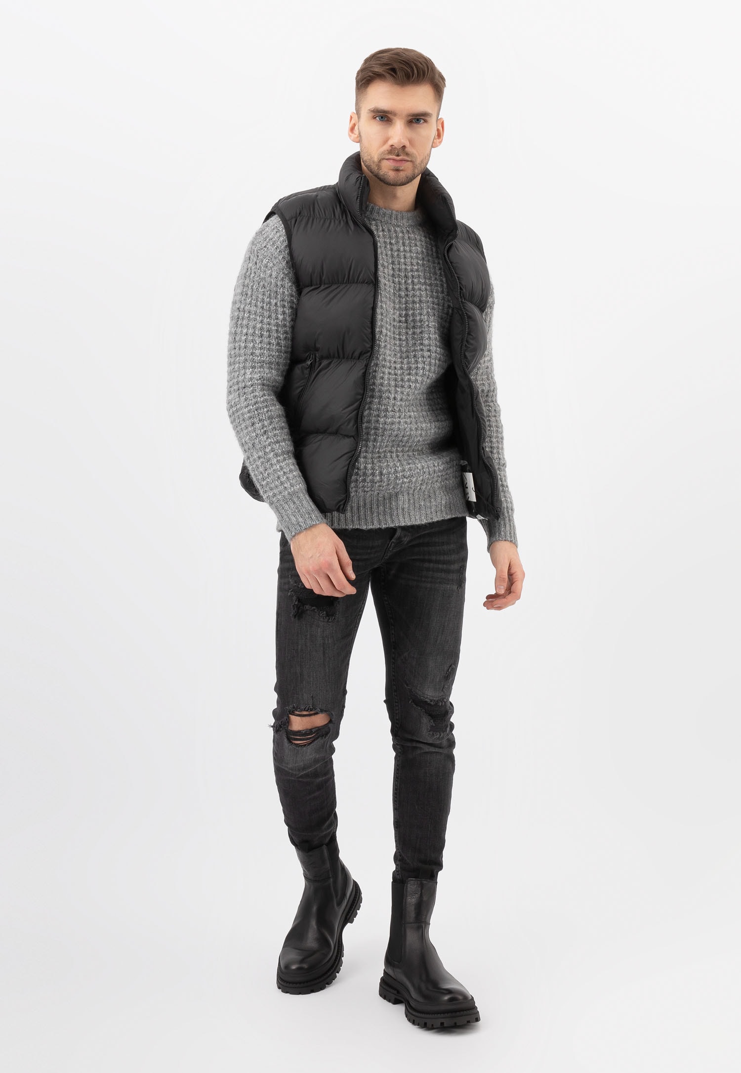 Wysokie skórzane sztyblety męskie brązowe