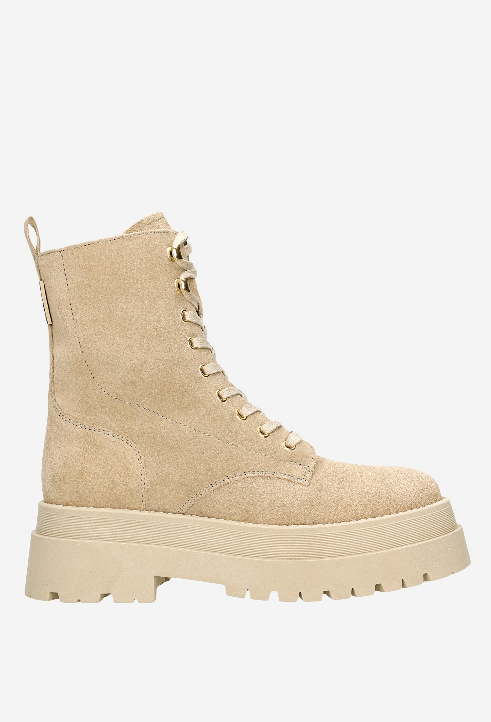 Beżowe trzewiki damskie na masywnej podeszwie