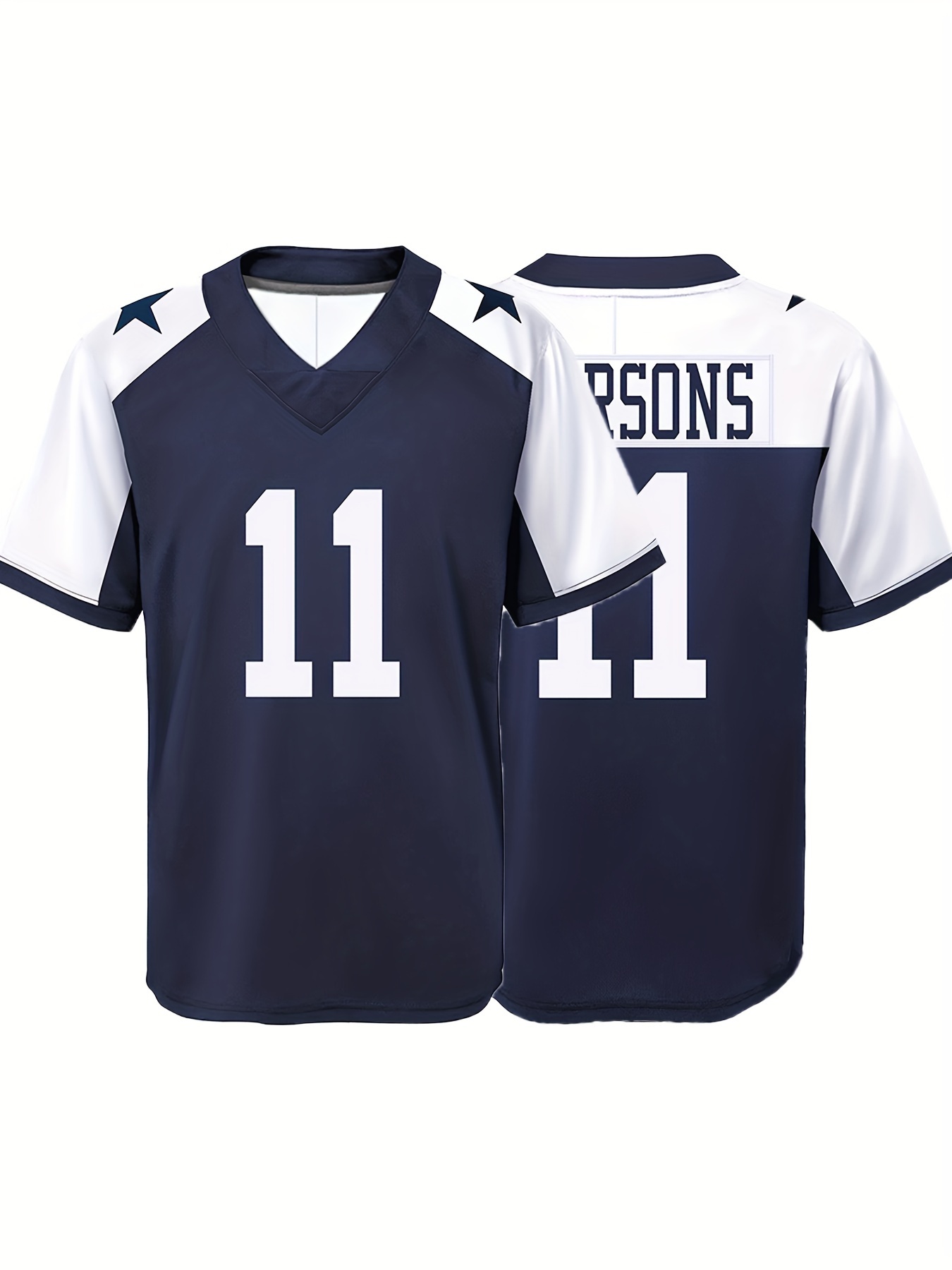 Men's Vintage #11 Breathable Rugby Jersey, Active V Neck Short Sleeve Uniform American Football Shirt For Training Competition Party