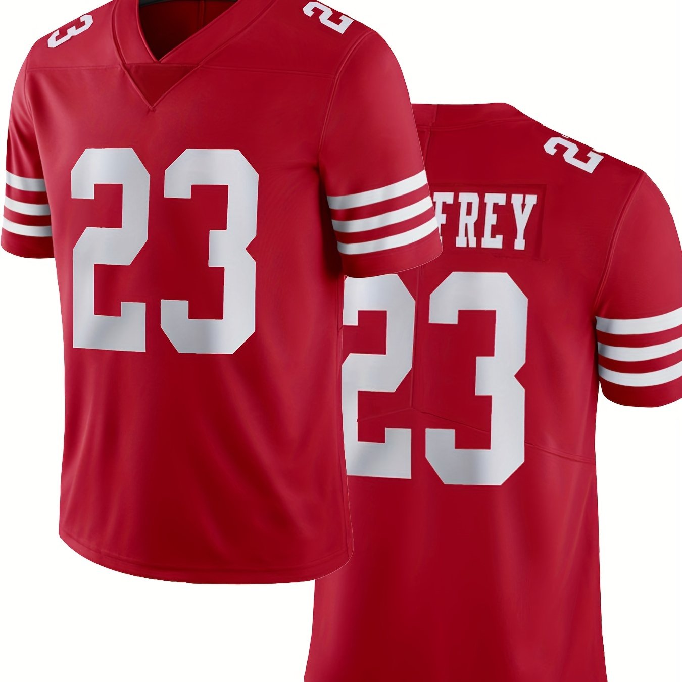 Men's Red #23 American Football Jersey : V-neck Classic Embroidery Stitching Breathable Rugby Sports Uniform For Training Competition