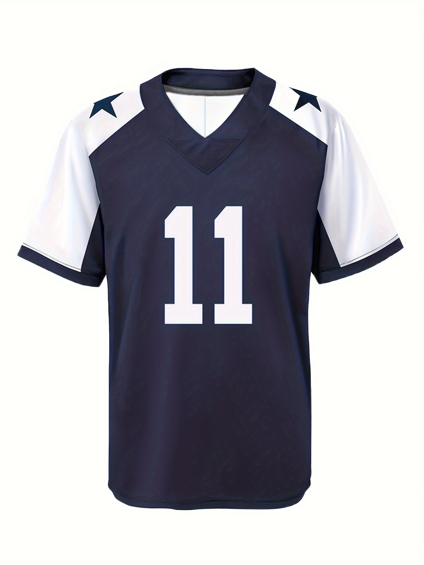 Men's Vintage #11 Breathable Rugby Jersey, Active V Neck Short Sleeve Uniform American Football Shirt For Training Competition Party