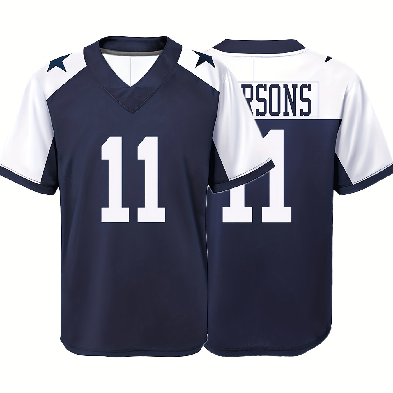 Men's Vintage #11 Breathable Rugby Jersey, Active V Neck Short Sleeve Uniform American Football Shirt For Training Competition Party