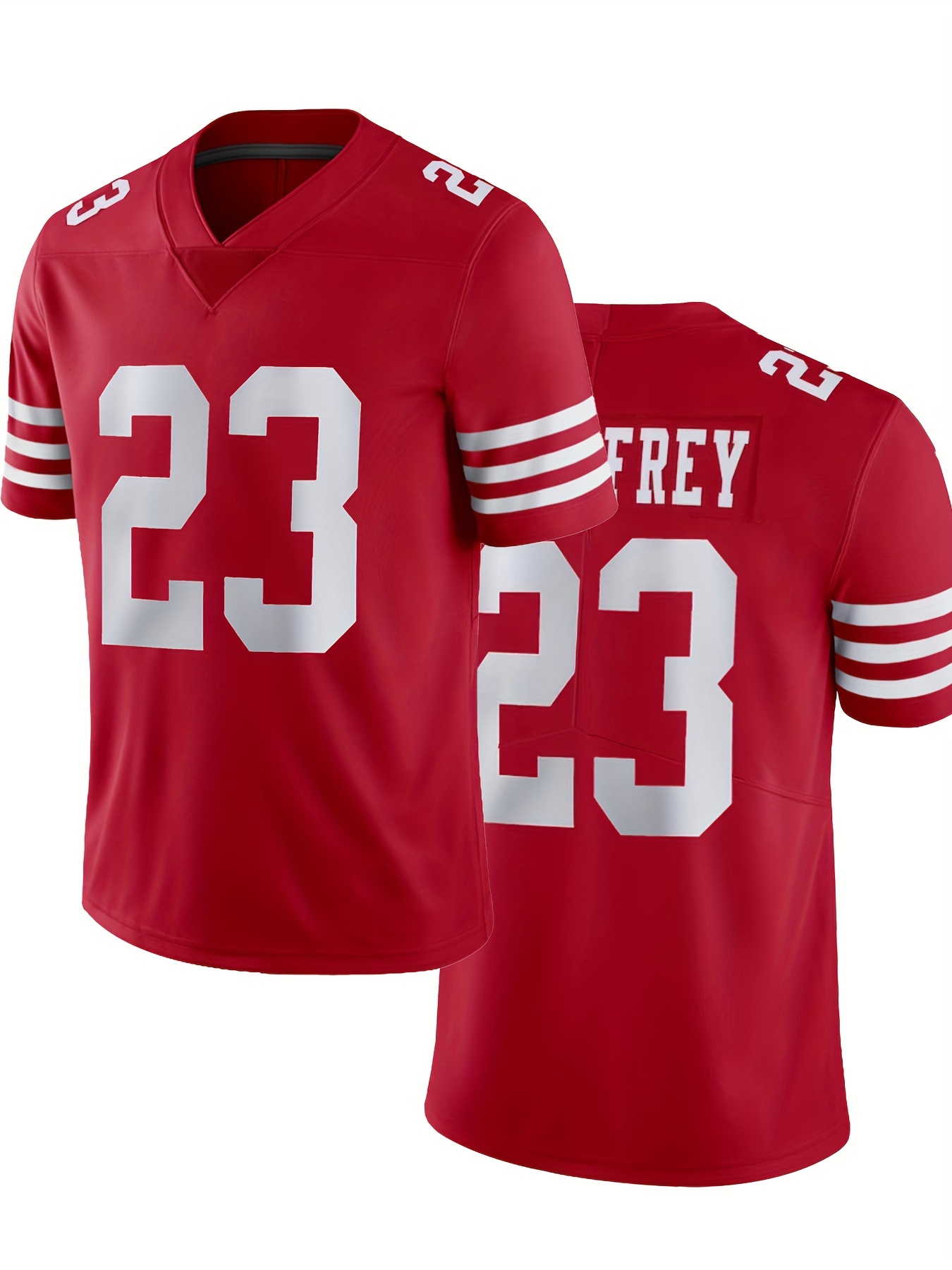 Men's Red #23 American Football Jersey : V-neck Classic Embroidery Stitching Breathable Rugby Sports Uniform For Training Competition