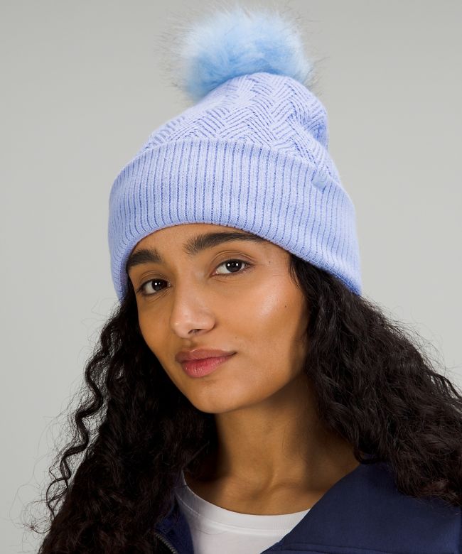 Chevron Knit Pom Beanie