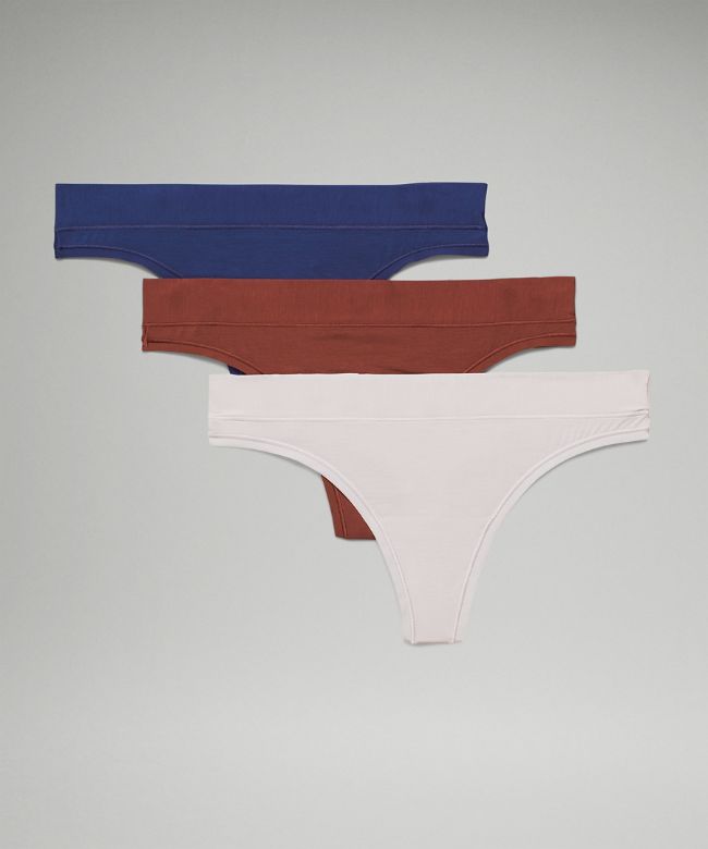 UnderEase Mid-Rise Thong Underwear 3 Pack
