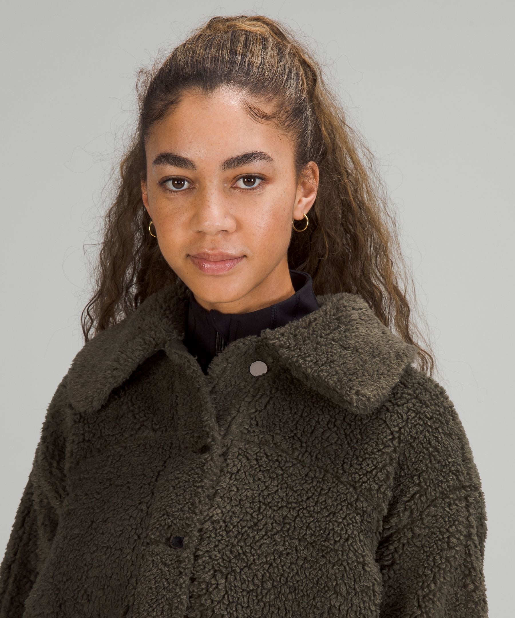 Textured Fleece Button Jacket