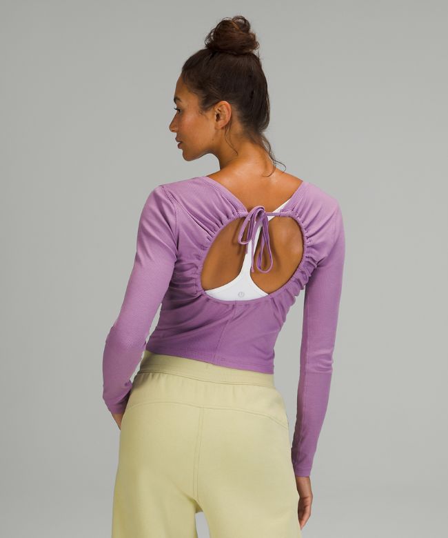 Open Back Ribbed Long Sleeve Shirt