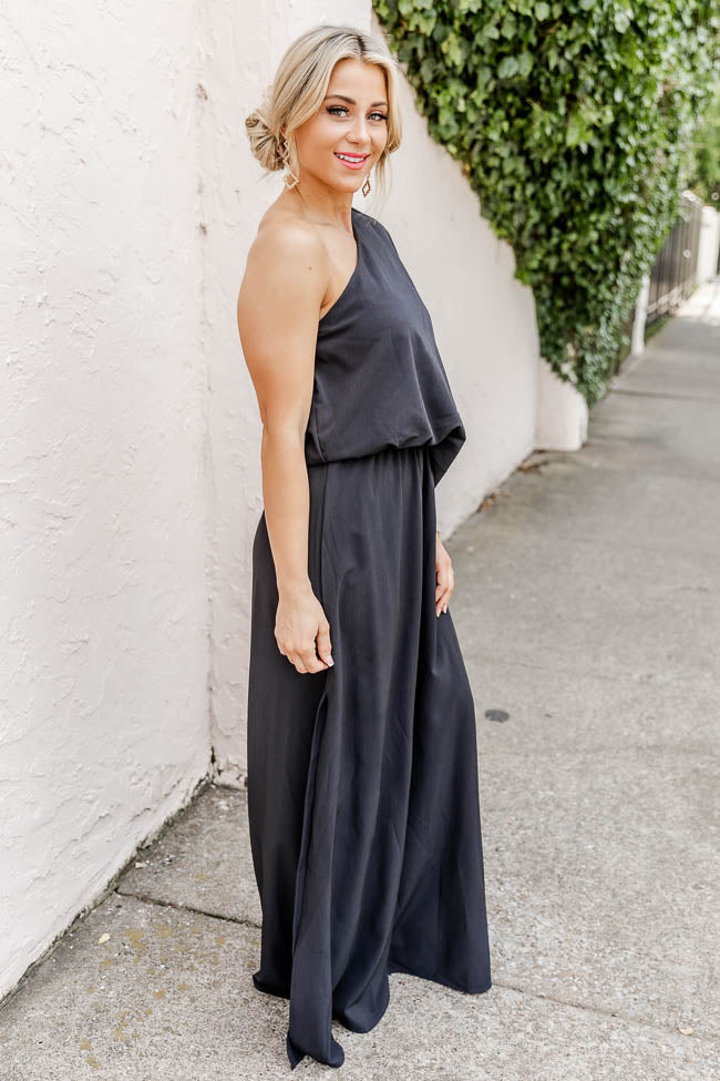Found My Forever Black One Shoulder Maxi Dress FINAL SALE
