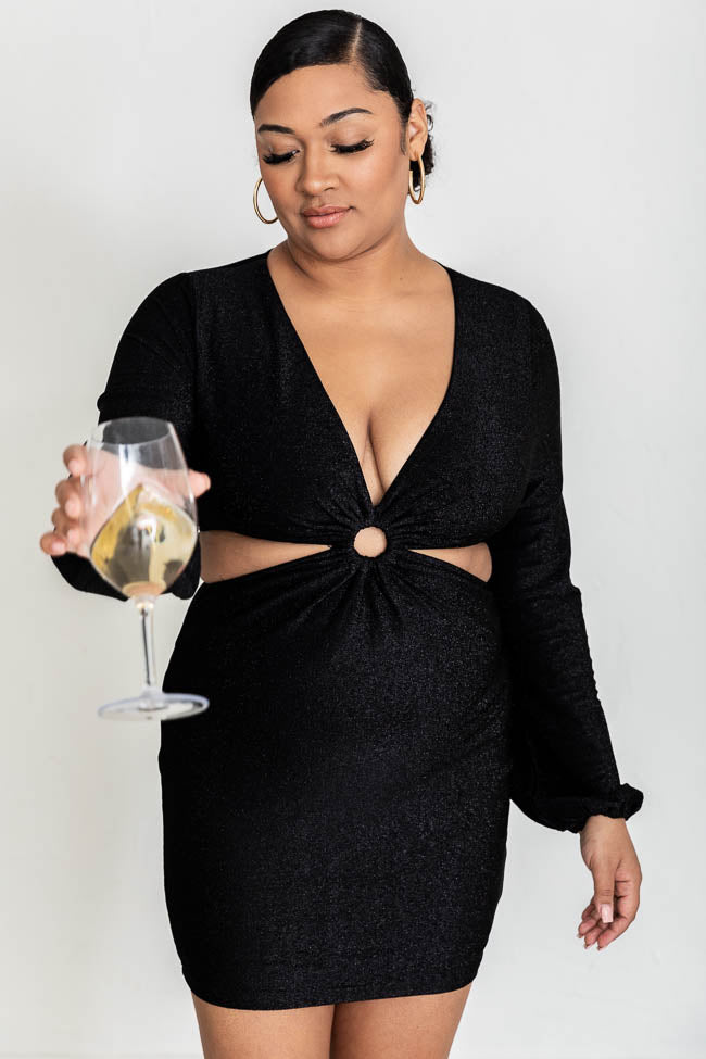 I Don't Remember Black Cut Out Long Sleeve Dress FINAL SALE