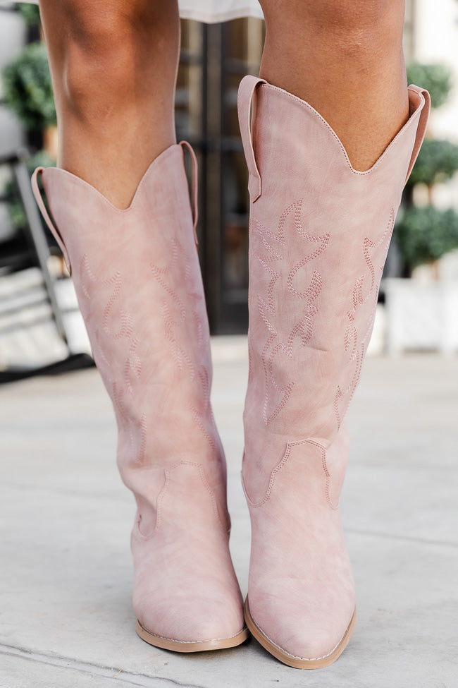Charlotte Pink Leather Cowboy Boots